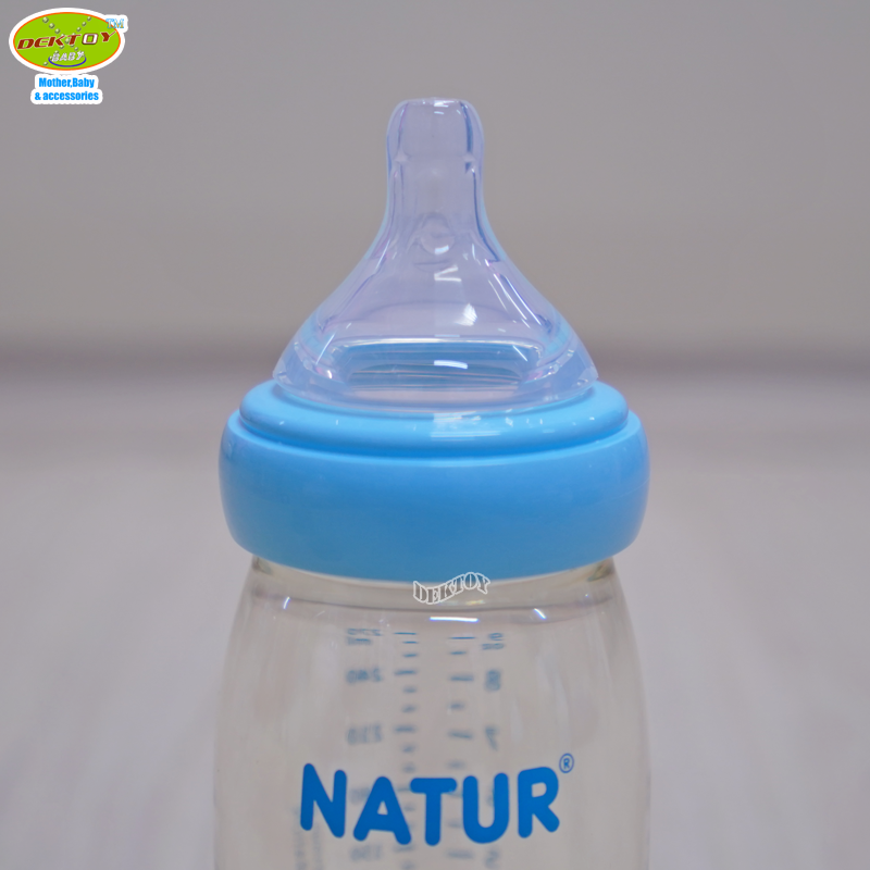 NEW-Natur เนเจอร์ ขวดนมเนเจอร์ไม่ดูด ไม่ไหล คอกว้างสมาร์ทไบโอมิมิคสีชาPES 9 ออนซ์ แพ็ก1ขวด
