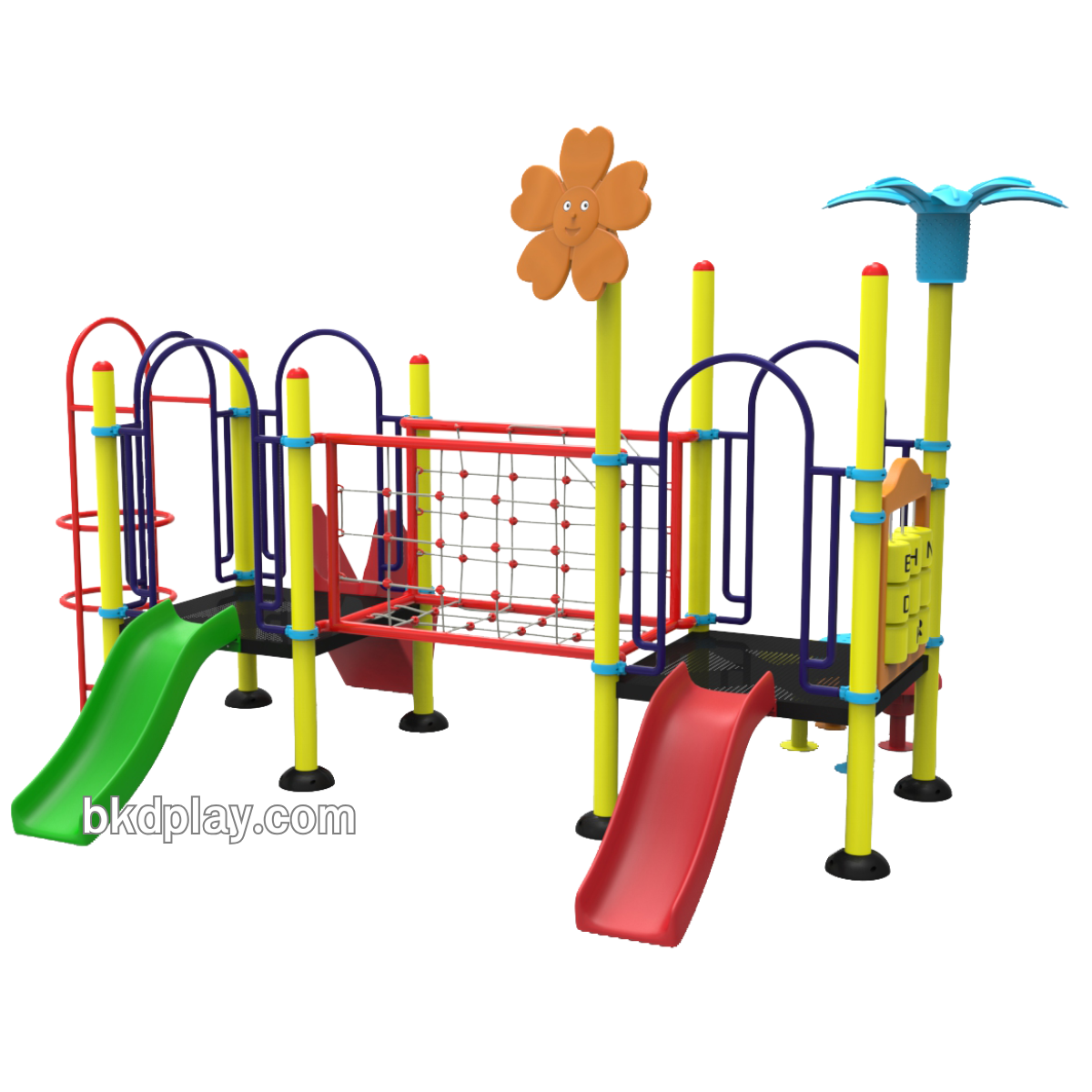 ชุดหอสะพานเชือกสไลด์ 70, เครื่องเล่นสนามกลางแจ้ง , เครื่องเล่นสนามแบบเหล็ก,ปีนป่าย,สไลเดอร์, OutdoorPlayground, ราคาโรงงาน สินค้าสั่งผลิต 10-20 วัน ขนาด 300x490x250 ซม.