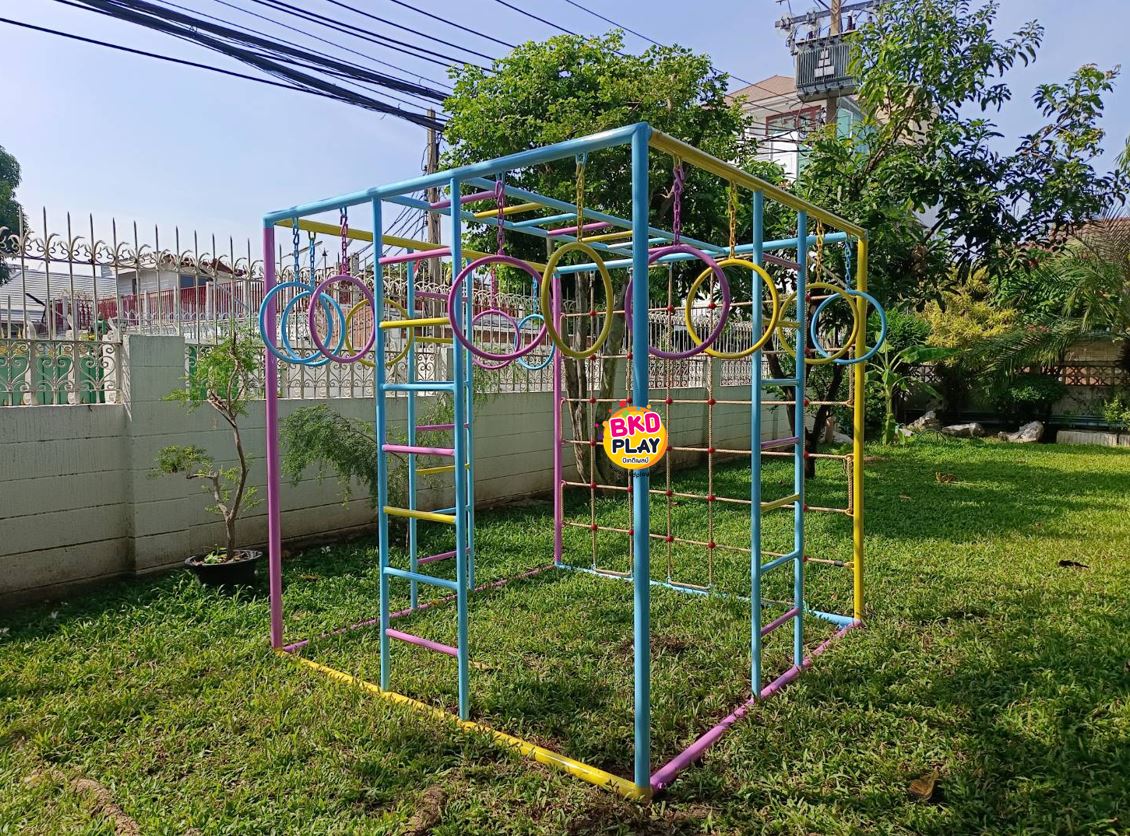 ชุดลูกเต๋า ปีนป่ายรวมA พร้อมบาร์โหน บาร์ไต่ ปีนป่ายเชือก เครื่องเล่นสนามเหล็ก เครื่องเล่นสนามกลางแจ้ง OutdoorPlayground