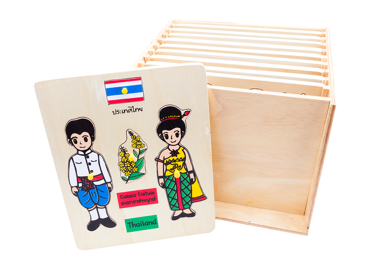 ภาพตัดต่อ สัญลักษณ์การแต่งกายอาเซียน (10 แผ่น) พร้อมตู้ , ของเล่นไม้, ของเล่นเสริมพัฒนาการ, ของเล่นเด็กอนุบาล, สื่อการสอนเด็กอนุบาล