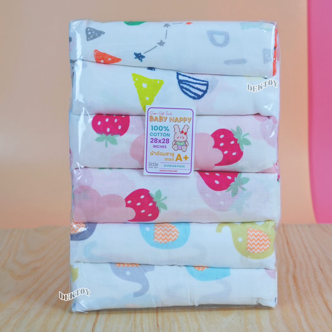 Litelhome ผ้าอ้อมเด็ก ผ้าอ้อมสาลู 28 นิ้ว 12 ผืน