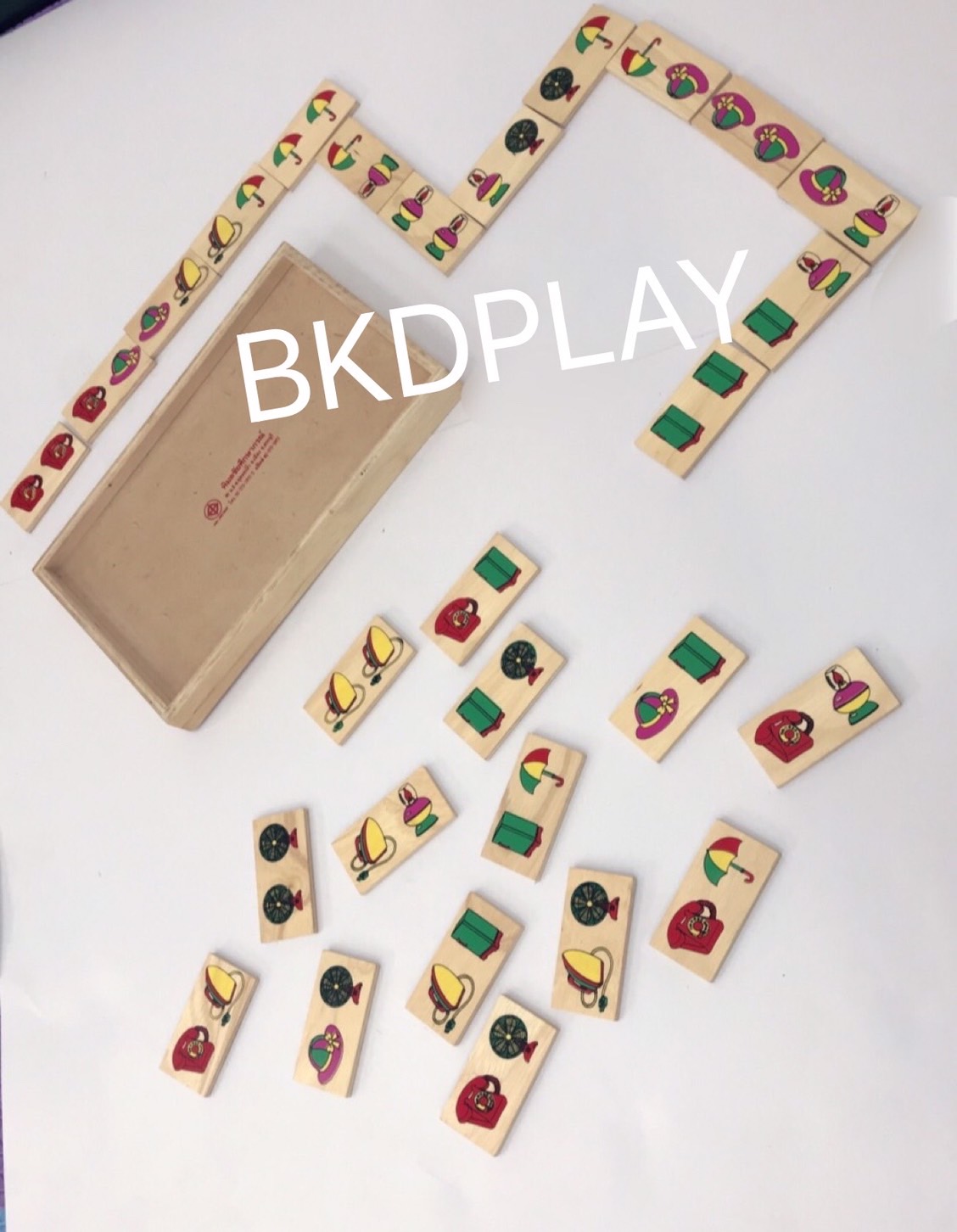 โดมิโน จับคู่ของใช้ สิ่งของ , ของเล่นไม้, ของเล่นเสริมพัฒนาการ, ของเล่นเด็กอนุบาล, สื่อการสอน