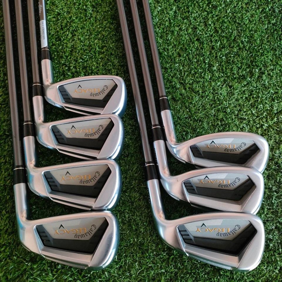 ชุดเหล็ก CALLAWAY LEGACY V มีเหล็ก 5-9 เเละ PW SW ก้าน LEGACY FLEX R เป็นเหล็กเนื้อ FORGED แท้!! แต่ยังมี CAVITY ที่ลึกมากซึ่งต้องใช้ FORGED เยอะมากๆ ไม้กอล์ฟมือสอง ของแท้ BY NakaraLuxurious