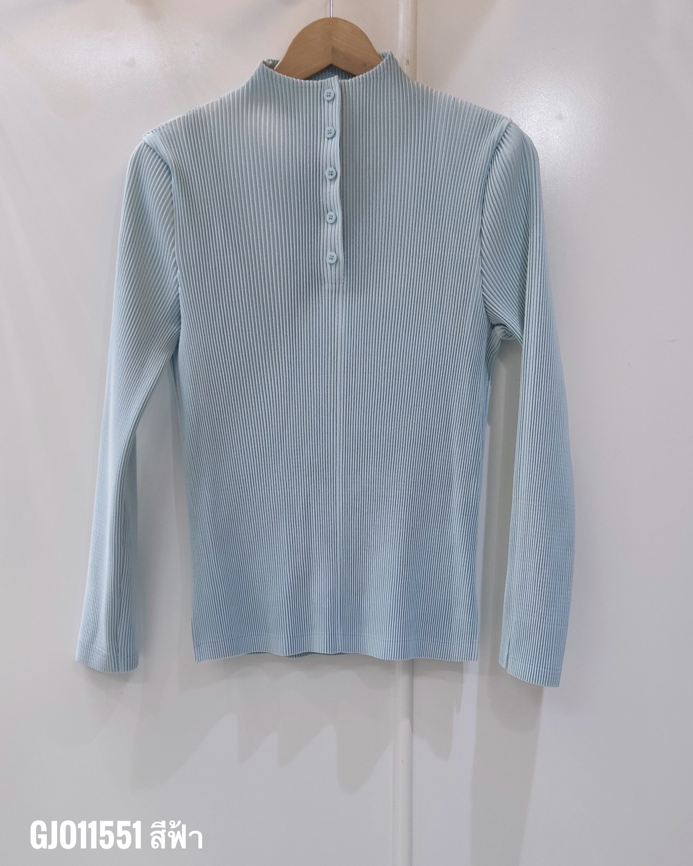 2MUAY รุ่น GJO11551 เสื้ออัดพลีท THICK HIGH NECK BUTTON FRONT PLEATED TOP 8 สี FREE SIZE