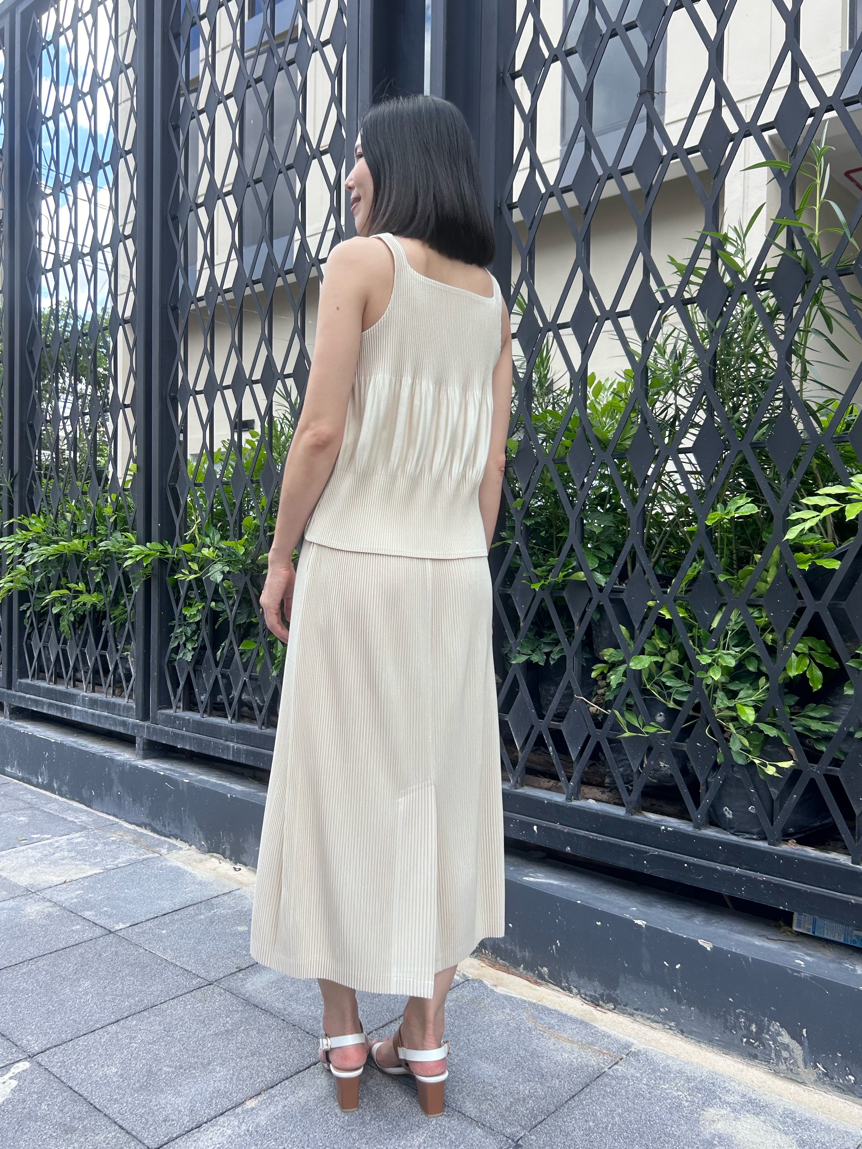 เซ็ต 2ชิ้น! 2MUAY รุ่น GJO5161 / GJO1328 เซ็ตพลีท THICK SQUARE NECK TANK TOP WITH SKIRT PLEATED SET 12 สี FREE SIZE