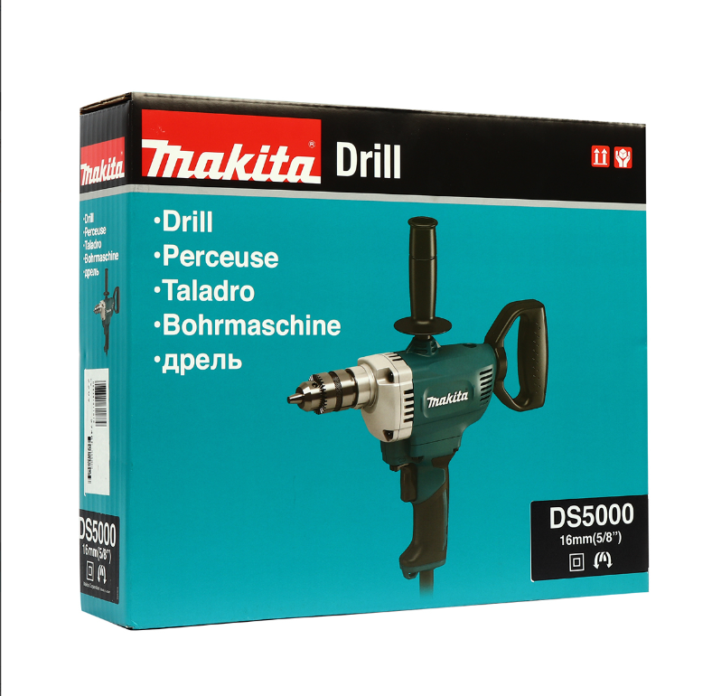 MAKITA (แท้) สว่านไฟฟ้า ขนาด 5/8 นิ้ว กำลังไฟ 750 วัตต์ รุ่น DS5000 เจาะเหล็ก 16 มม. เจาะไม้ 36 มม. ความเร็วรอบตัวเปล่า 600 รอบ/นาที สำหรับงานหนัก (มากีต้า)