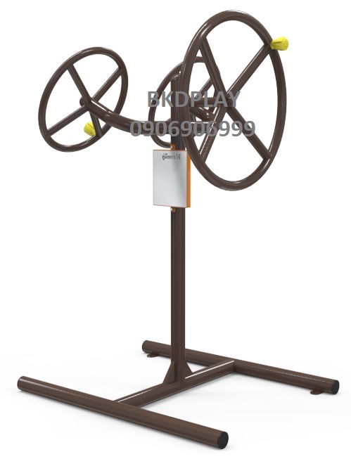 เครื่องออกกำลังกายกลางแจ้งผู้ใหญ่,บริหารแขน-บริหารหัวไหล่-ยืดเส้น (แบบหมุนวงล้อผสม),ลานกีฬาอเนกประสงค์ สวนสาธารณะ ,เทศบาล,หมู่บ้าน,ผลิตในไทย, สั่งทำตามสีที่ต้องการได้ ขนาด 60x100x160 ซม.