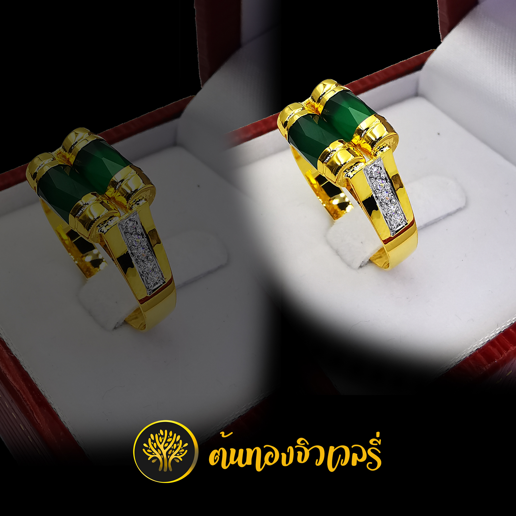แหวนโมรา2เม็ด ข้างฝังเพชร 2เม็ดก็สวยได้เหมือนกันนะครับ