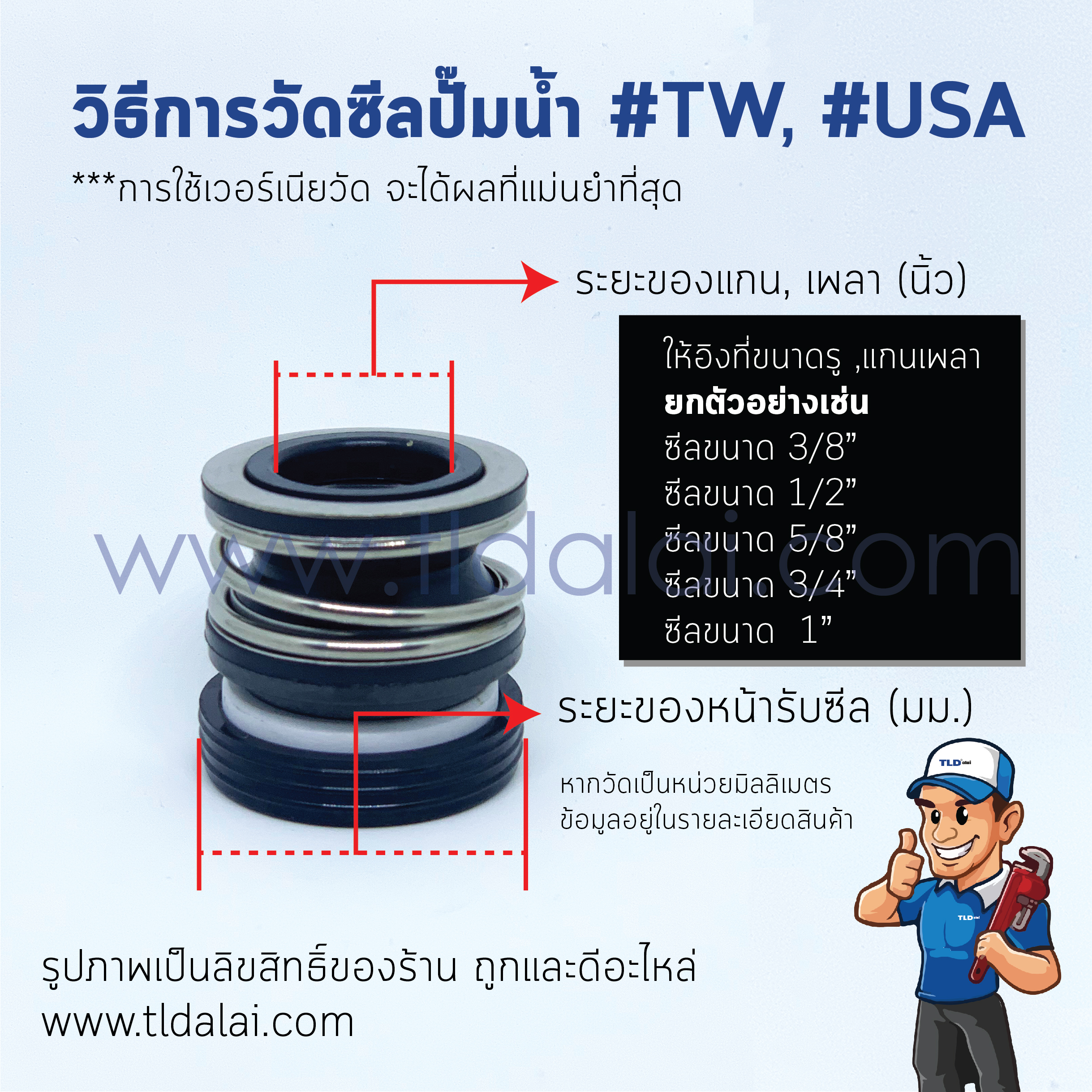 #USA #Taiwan ขนาด 5/8" (ขนาดรูเพลา 16mm. ขนาดหน้ารับ 32mm.) ซีลยูเอสเอ ซีลไต้หวัน หน้าเดียว แมคคานิคอลซีล ซีล 16-32