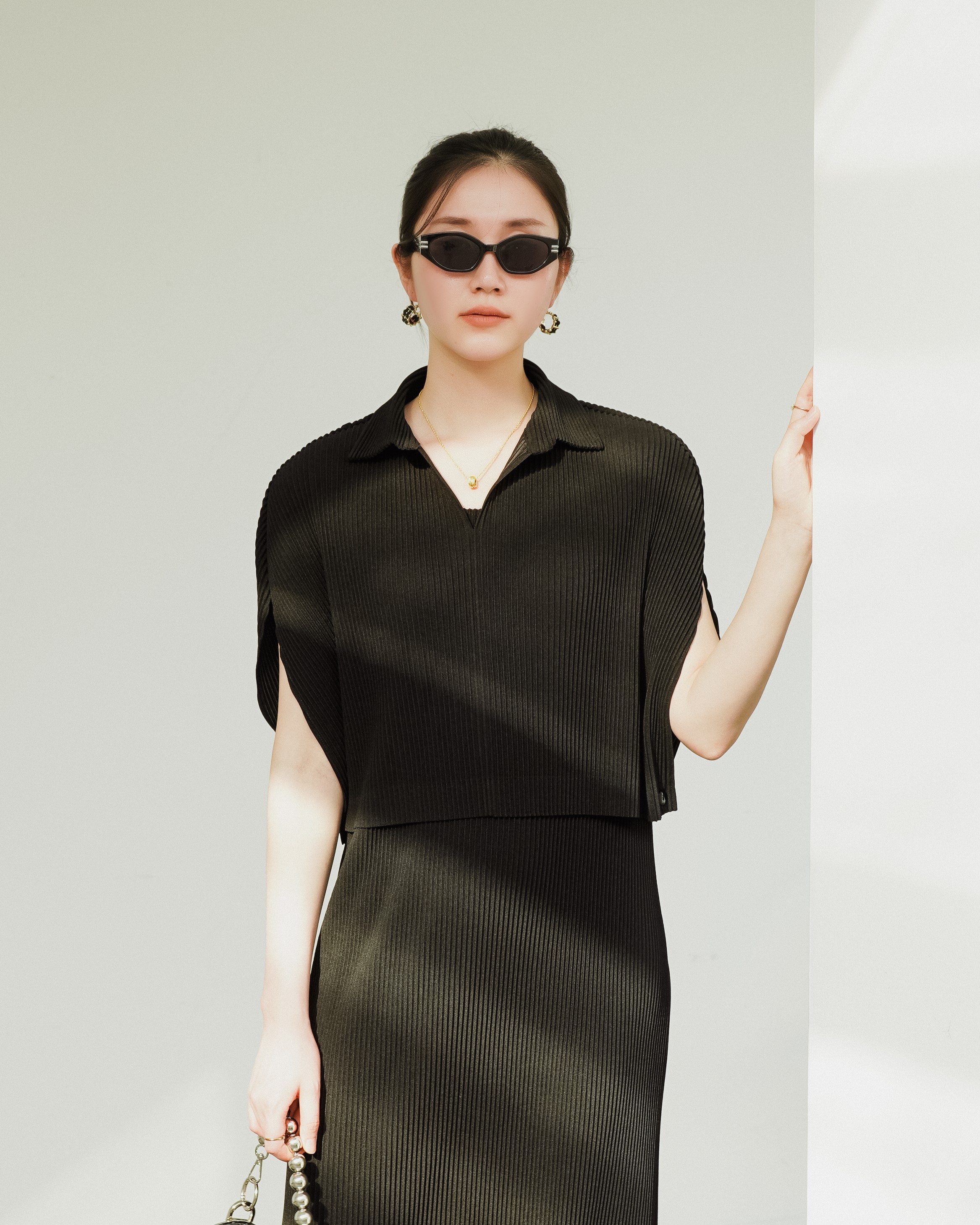 2MUAY รุ่น GJO5276 เสื้อคลุมพลีทคุณภาพ THICK COLLAR CAPE PLEATED CARDIGAN 7 สี FREE SIZE