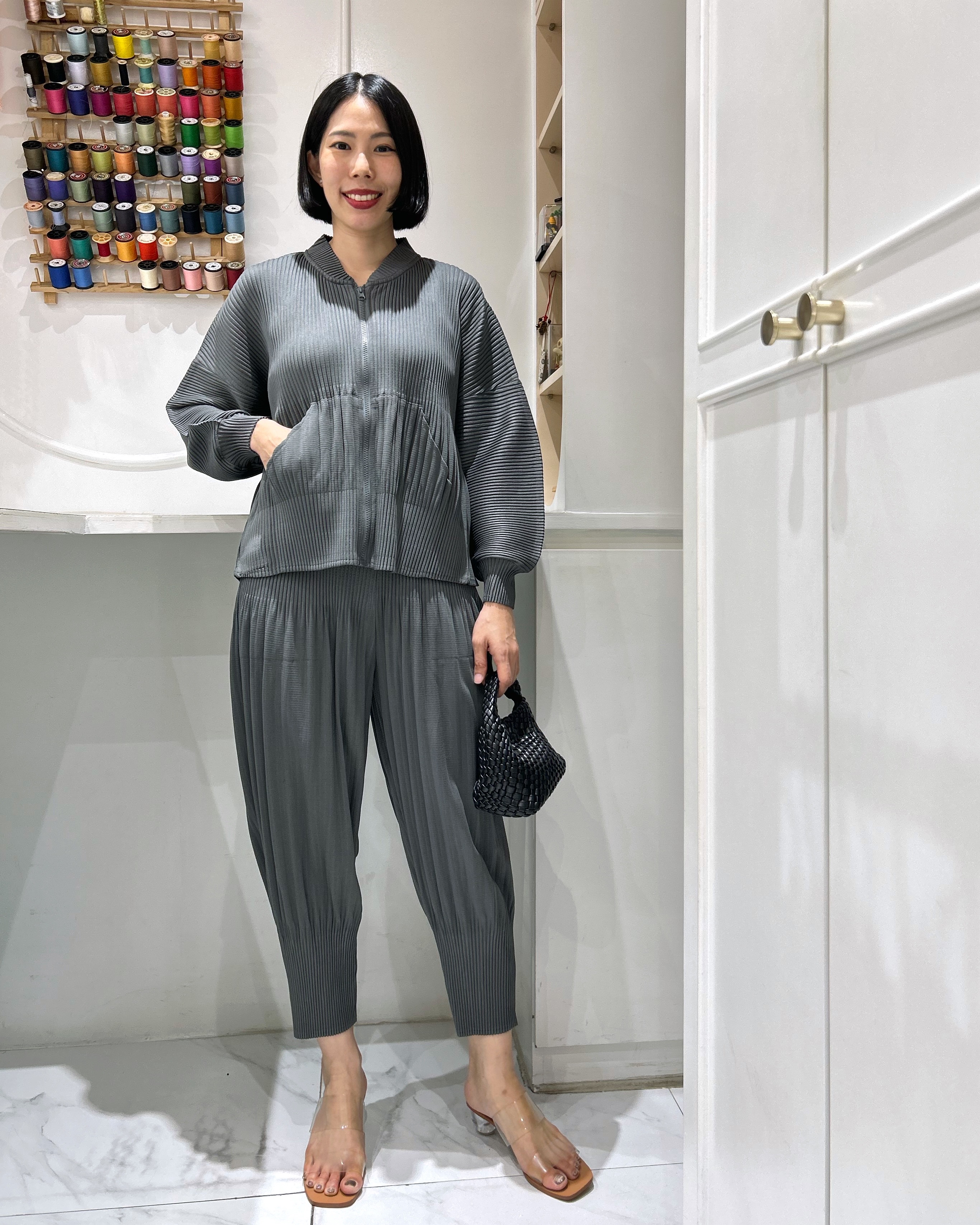 2MUAY รุ่น GA67811 / GA8746 THICK CARDIGAN ZIP FRONT PLEATED SET 4สี FREE SIZE
