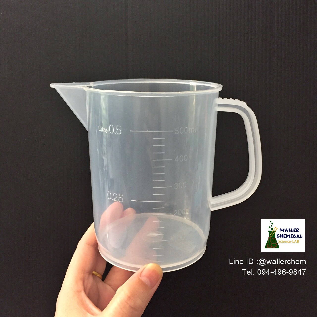 บีกเกอร์พลาสติก มีหูจับ 500ml Beaker plastic (PP)
