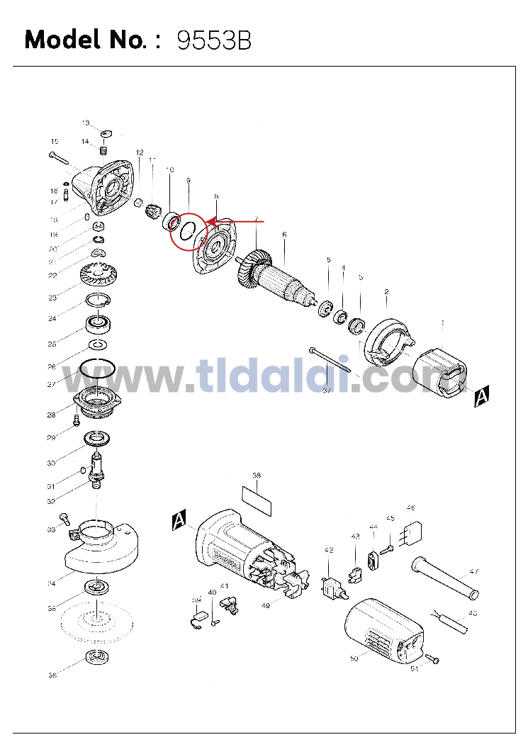 โอริงฝาหัวกระโหลก (แท้) (213445-5) หินเจียร Makita มากีต้า รุ่น 9553, 9556, NB, HP, HN, GA4030, GA4031, M9512 - Maktec รุ่น MT958, MT904 (213445-5) (อะไหล่แท้ 100%) O-RING 26X2