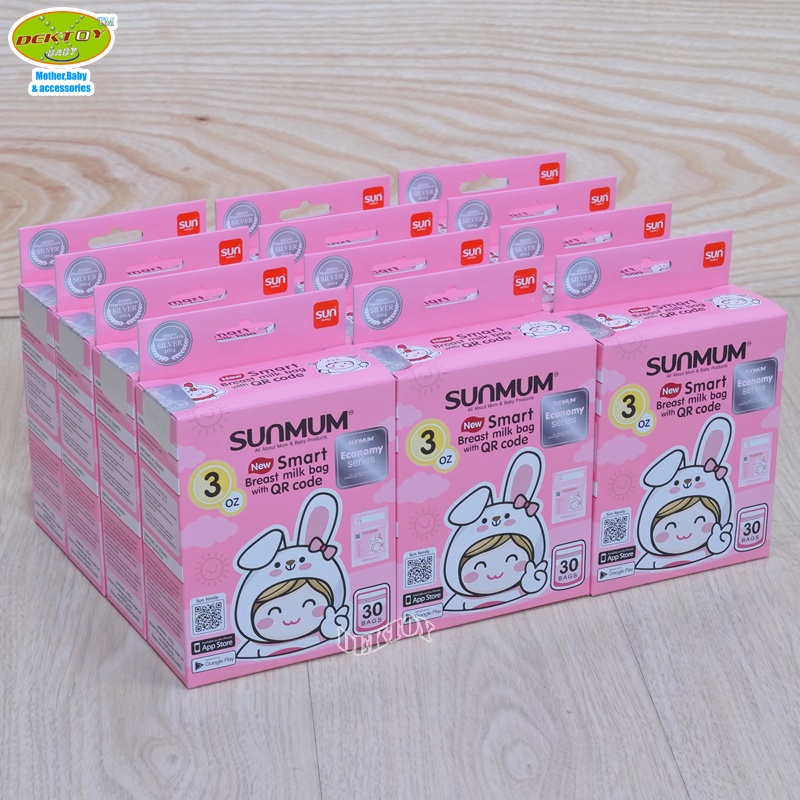 12 กล่อง Sunmum ซันมัม ถุงเก็บน้ำนม 3 ออนซ์ รุ่น Economy 30 ใบ(360ใบ)