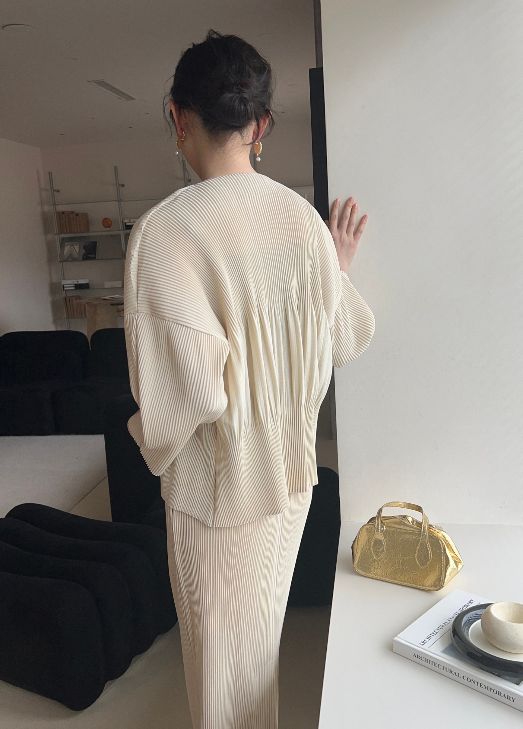เซ็ต 2ชิ้น! 2MUAY รุ่น GJO5160 / GJO1328 เซ็ตพลีท THICK OPEN FRONT CARDIGAN WITH SKIRT PLEATED SET 12 สี FREE SIZE