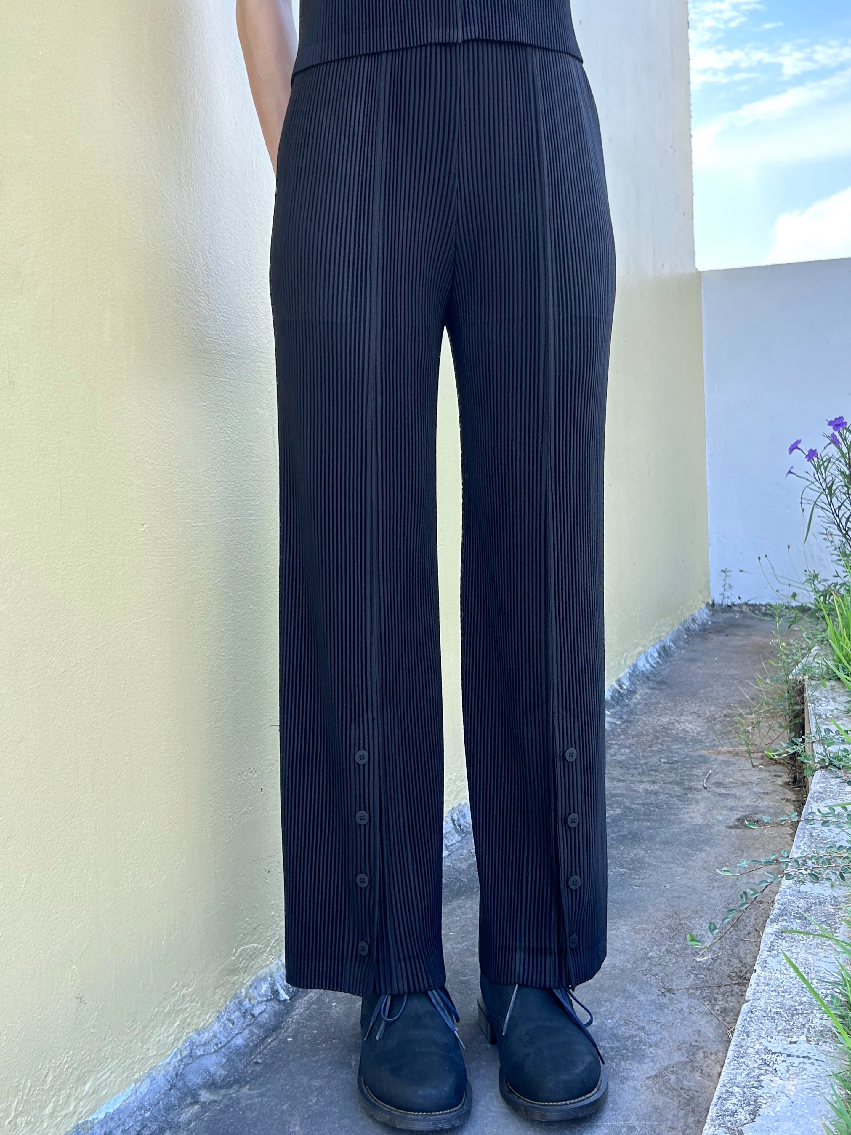 ยาว 38.5 นิ้ว 2MUAY รุ่น GJO1871 กางเกงพลีทคุณภาพ THICK STRAIGHT LEG SPIT FRONT PLEATED PANTS 10สี FREE SIZE