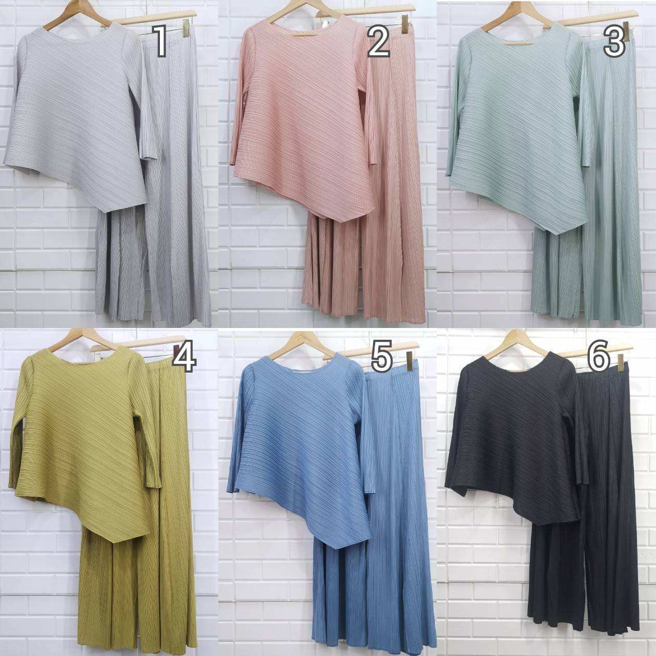 กก ยาว 37.5นิ้ว 2MUAY รุ่น GJO7161 / GJO6972 ASYMMETRIC PLEATED SET ชุดอัดพลีท เซ็ตพลีทคุณภาพ 5สี FREE SIZE