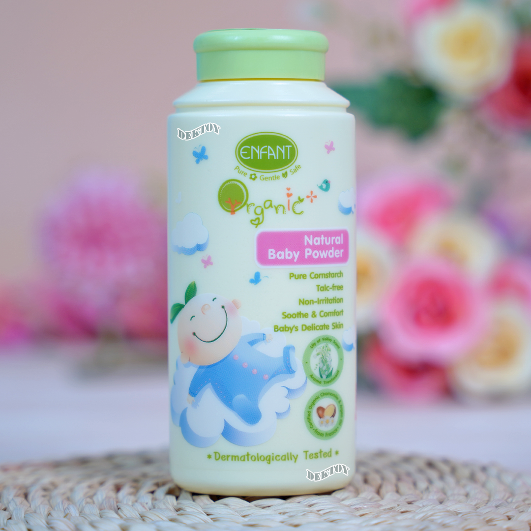 Enfant อองฟองต์ แป้งเด็กสูตรธรรมชาติ ORGANIC PLUS NATURAL BABY POWDER ใช้ได้ตั้งแต่แรกเกิด 80 กรัม