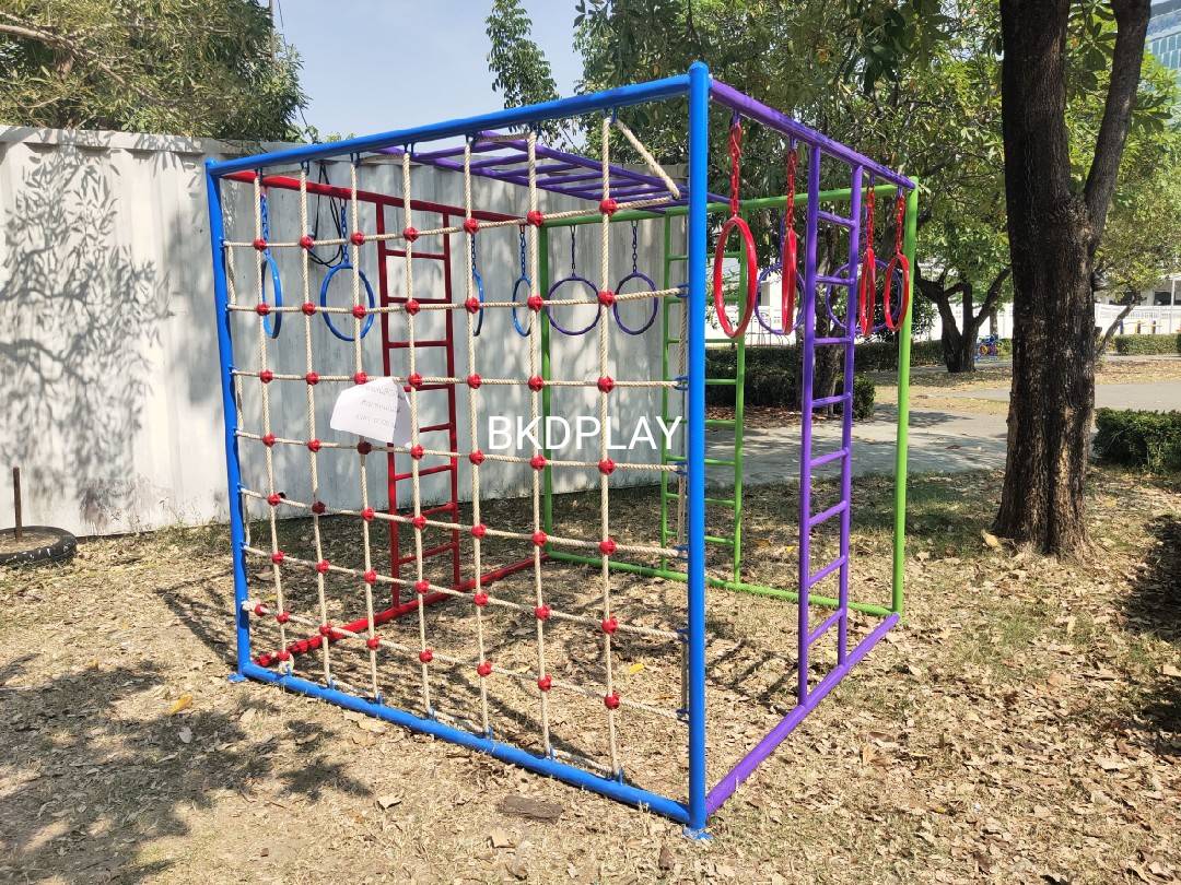 ชุดลูกเต๋า ปีนป่ายรวมA พร้อมบาร์โหน บาร์ไต่ ปีนป่ายเชือก เครื่องเล่นสนามเหล็ก เครื่องเล่นสนามกลางแจ้ง OutdoorPlayground