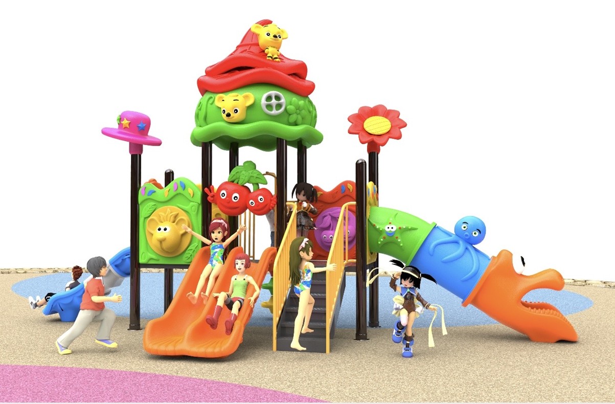 เครื่องเล่นสนามกลางแจ้ง-ในร่ม ชุดบ้านขนมหวานน้องหมี สไลเดอร์ใหญ่,ครุภัณฑ์สนามเด็กเล่น,งบ.สพฐ,โครงการโรงเรียนประชารัฐ, เครื่องเล่นสนามระดับก่อนประถมศึกษา