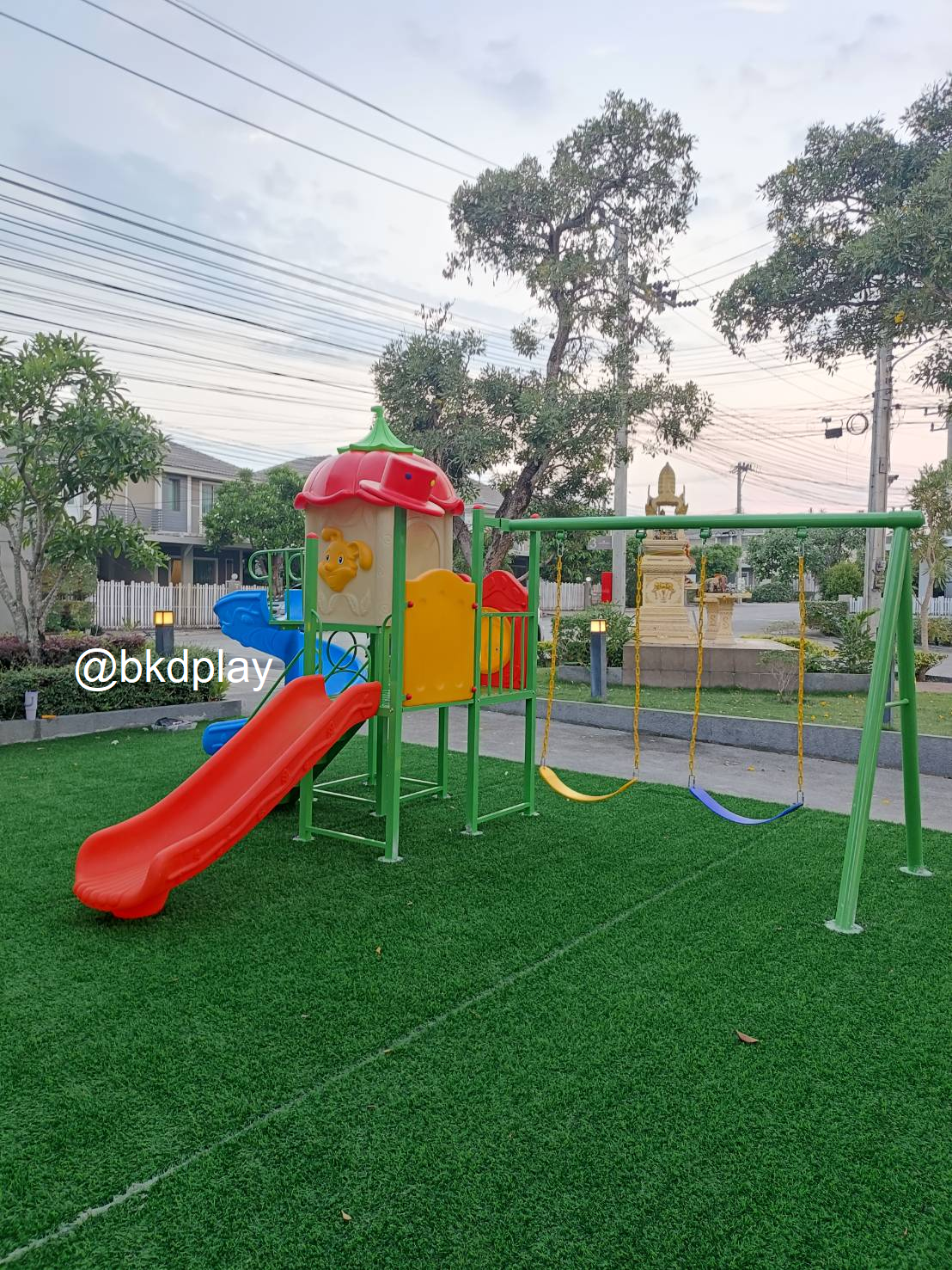 เครื่องเล่นสนาม ชุดบ้านมะเขือเทศ,สไลเดอร์, กระดานลื่น, ของเล่น,ครุภัณฑ์สนามเด็กเล่น, สพฐ,โครงการโรงเรียนประชารัฐ