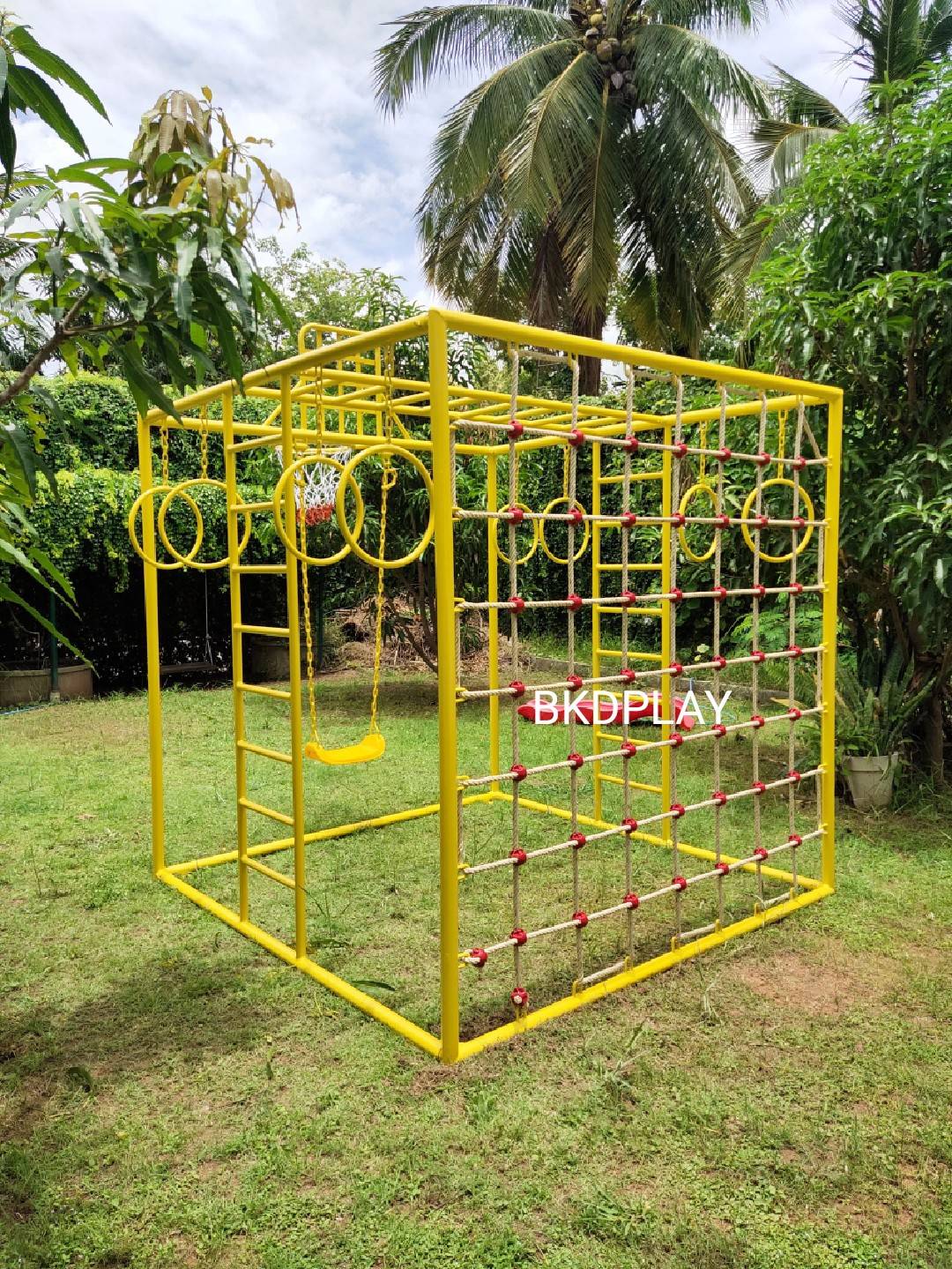 ลูกเต๋าปีนป่าย ชุดรวมปีนป่ายสี่เหลี่ยมA2 ปีนป่ายเชือก พร้อมบาร์โหน บาร์ไต่ ชิงช้า เครื่องเล่นสนามเหล็ก เครื่องเล่นสนามกลางแจ้ง OutdoorPlayground