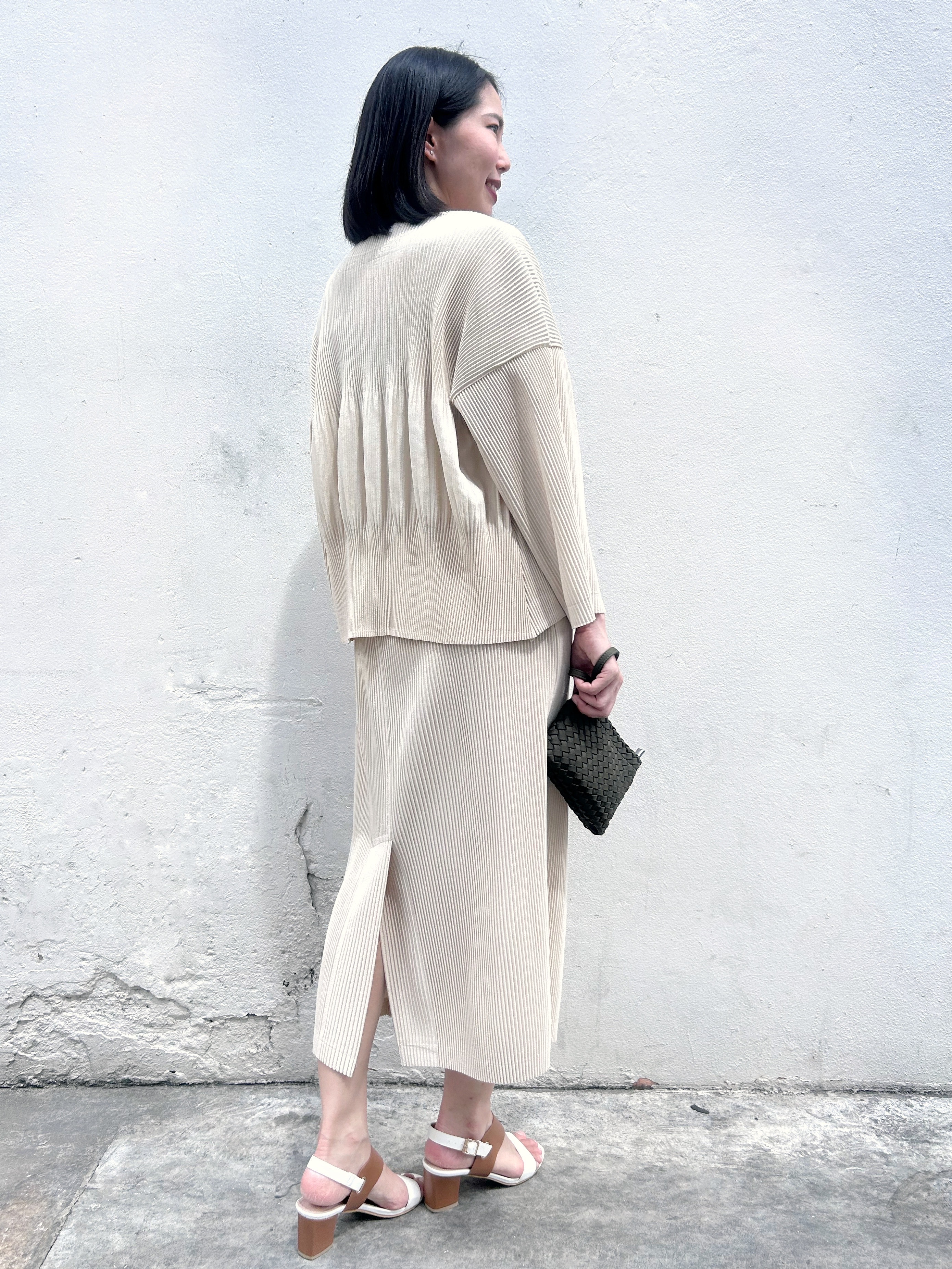 เซ็ต 2ชิ้น! 2MUAY รุ่น GJO5160 / GJO1328 เซ็ตพลีท THICK OPEN FRONT CARDIGAN WITH SKIRT PLEATED SET 12 สี FREE SIZE