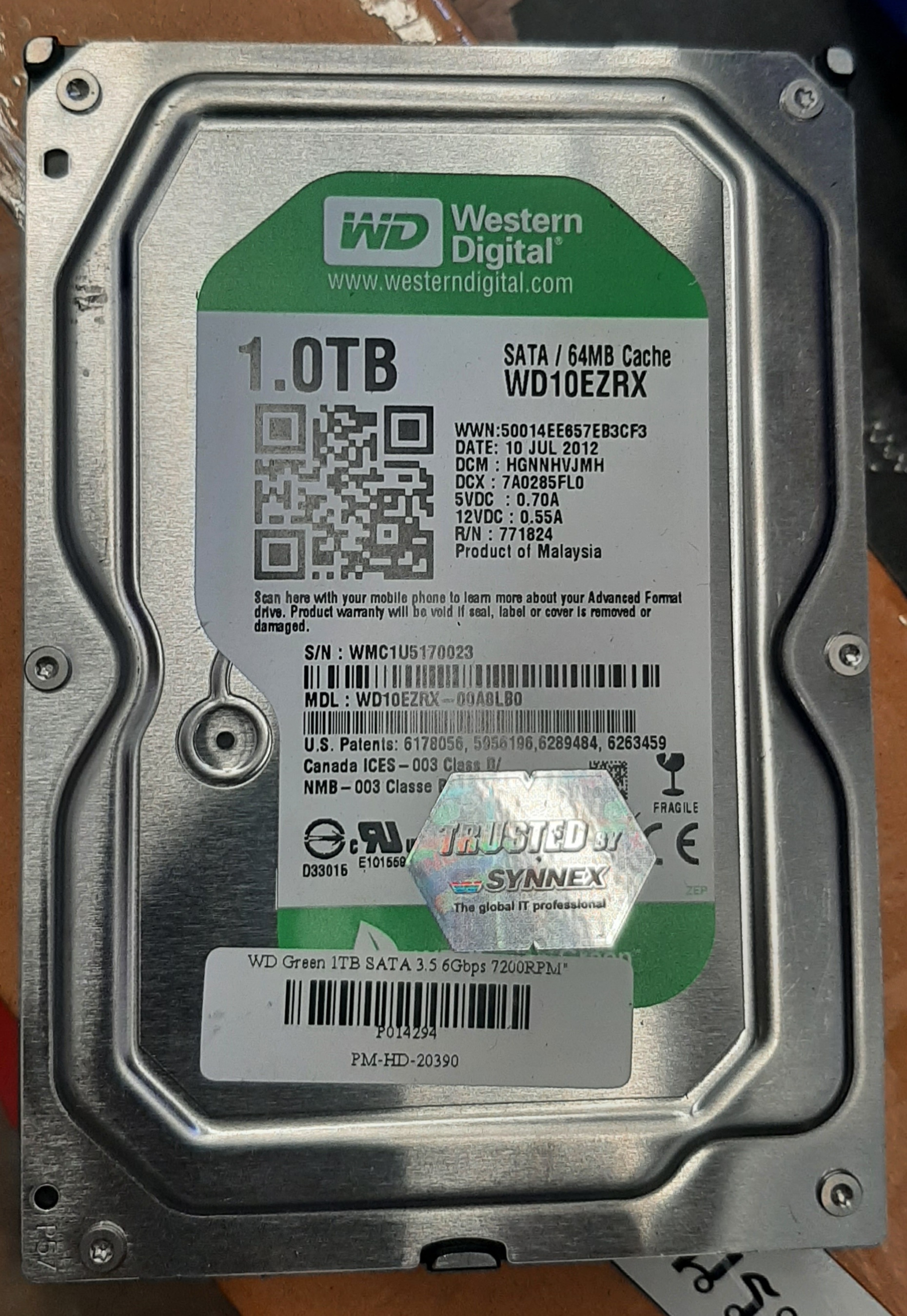 ฮาร์ดดิส WD Green 1TB Sata 3.5 มือสอง ประกันร้าน 1 เดือน