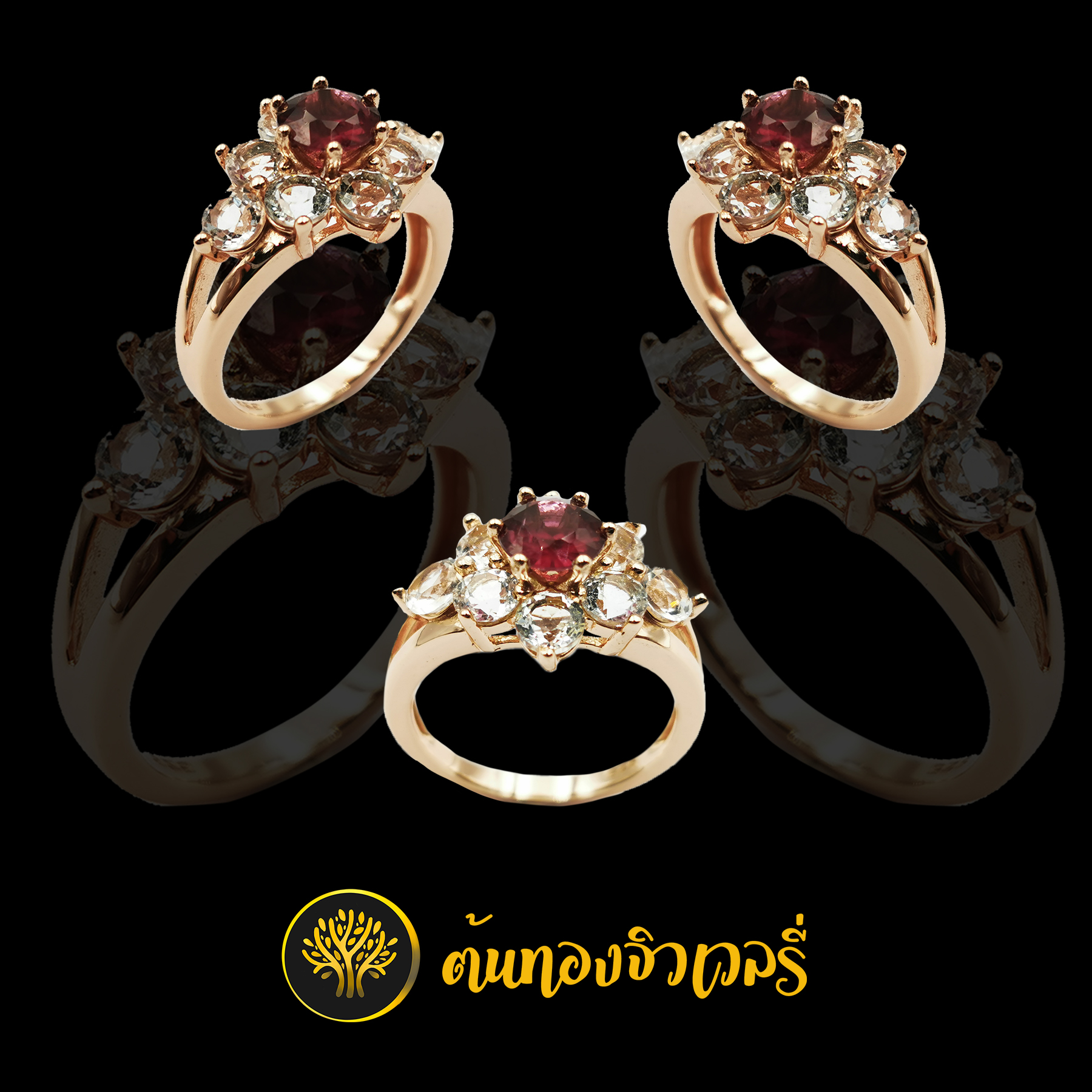 แหวนชูยอดพลอยทับทิม เพชรล้อม สวยๆเลยครับ