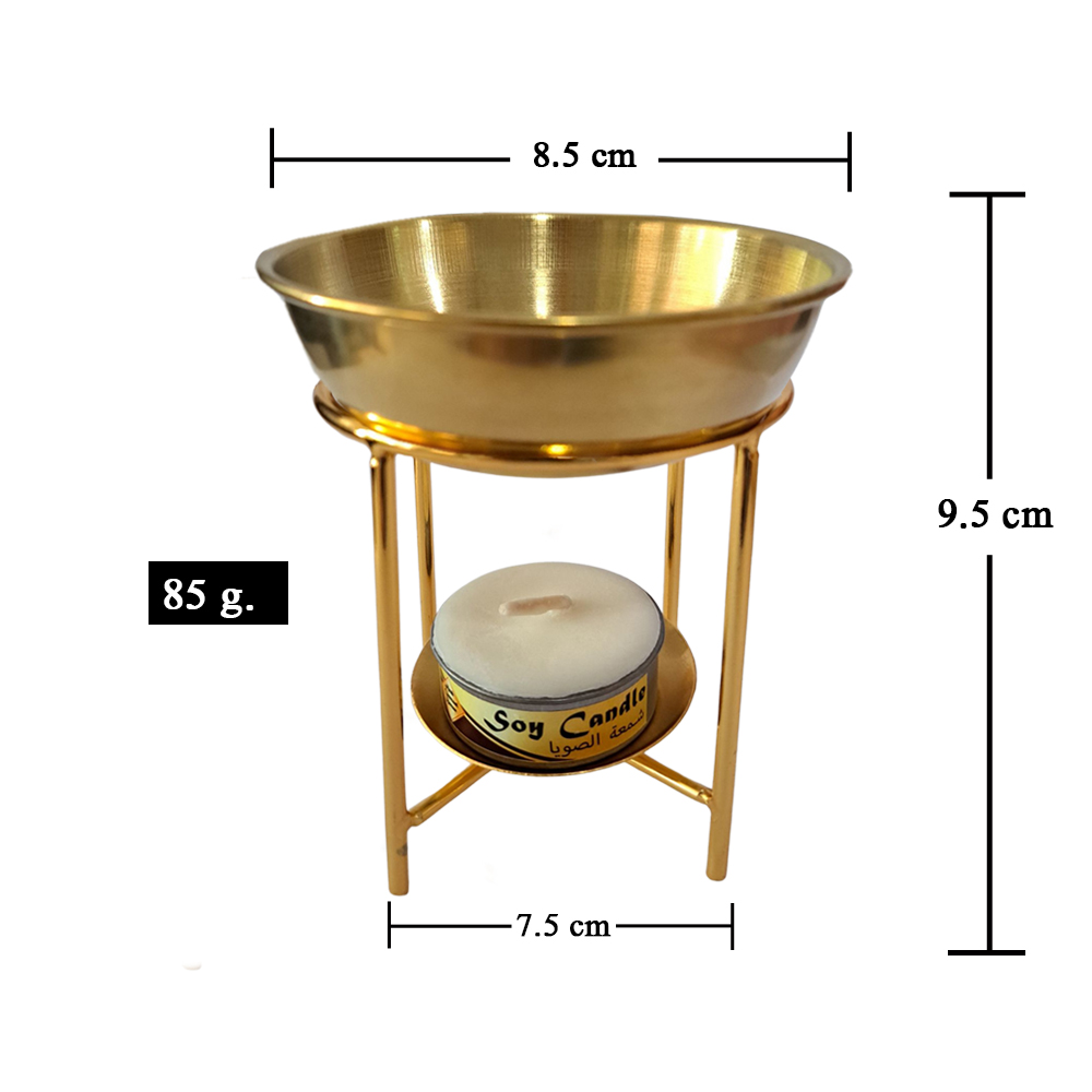 เตาเผาน้ำมันหอมระเหยแท้ เตาน้ำมันอโรม่า ทองเหลืองทั้งชิ้น Brass Stand สินค้าแฮนด์เมด หรู ทันสมัย สวยงาม ทนทาน (ฟรี เทียนไขถั่วเหลืองธรรมชาติ 15gx1 ชิ้น)
