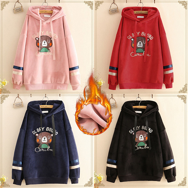 เสื้อสเวตเตอร์ฮู้ดกันหนาว รุ่นพรีเมี่ยมซับกำมะหยี่ มีกระเป๋าคู่-12354