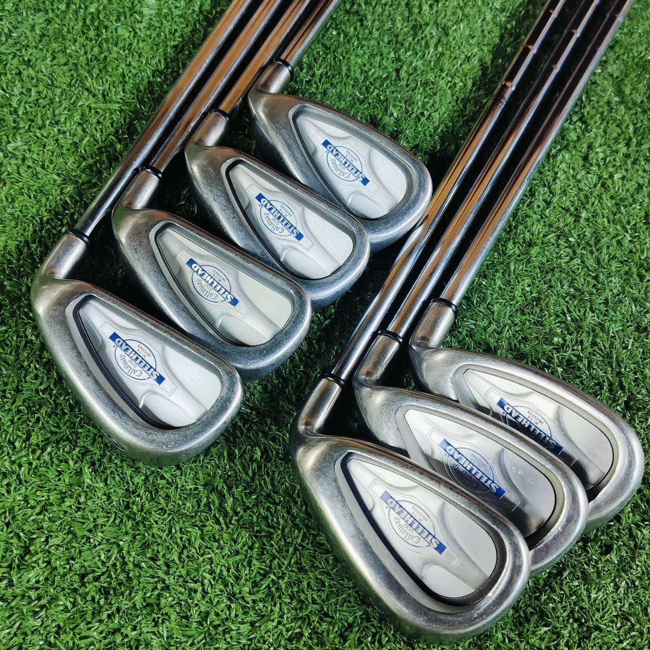 ชุดเหล็ก CALLAWAY STEELHEAD X-14 มีเหล็ก 5-9 เเละ PW SW สุดยอดก้านเจาะทะลุผ่าแฉก ก้าน STEELHEAD UNIFLEX เดิม สติ๊กเกอร์เดิมหมด ไม้กอล์ฟพรีเมี่ยมมือสอง ของแท้ By NakaraLuxurious