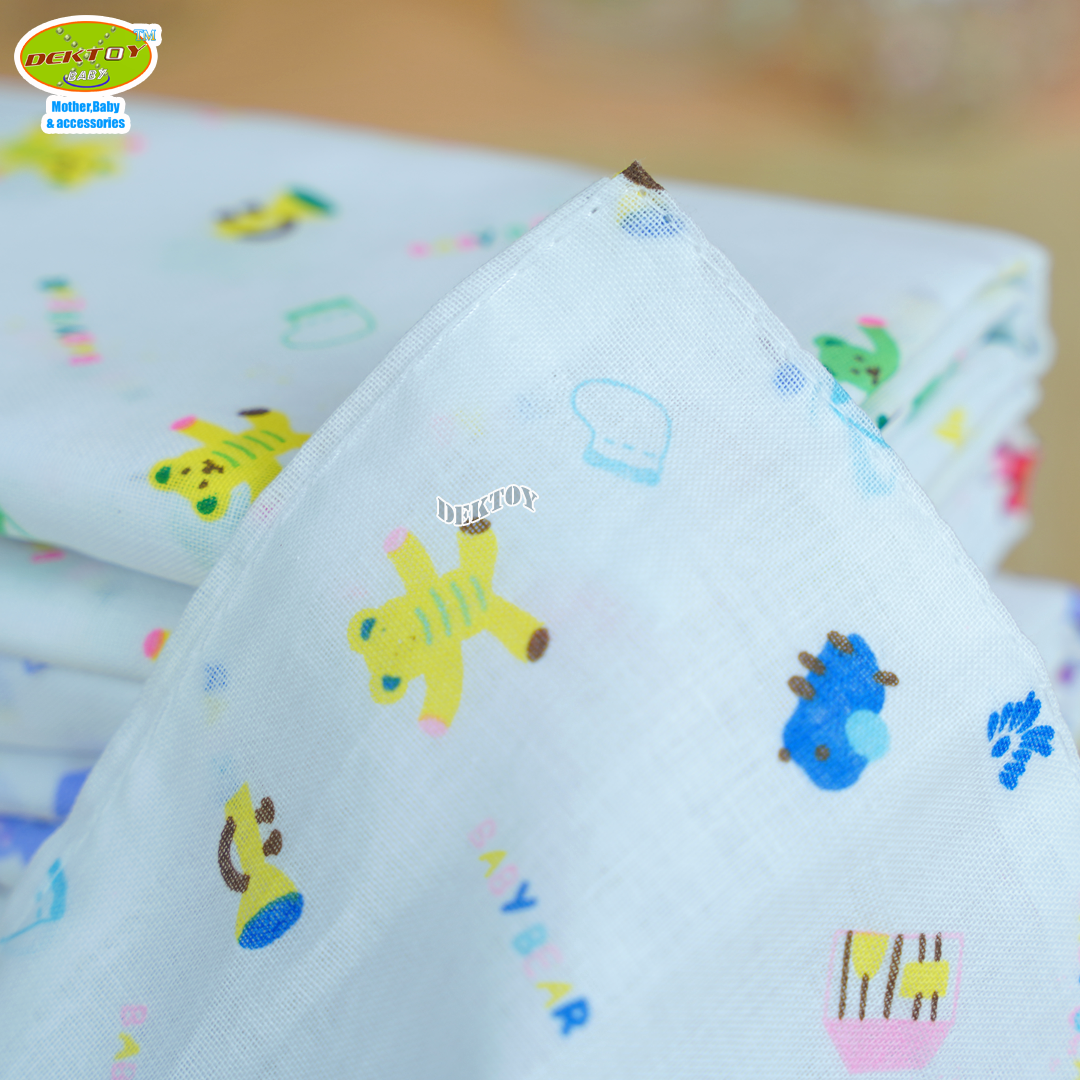 Gold Baby ผ้าอ้อมสาลู 2 ชั้นเกรดA ลายหมีดนตรี Baby Bear 12 ผืน