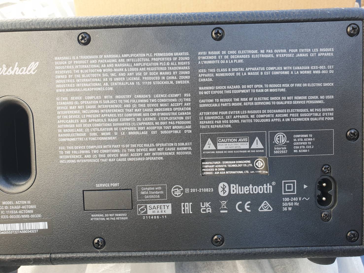 ลำโพง Mashall Action III สภาพดีมากมีกล่องศูนย์ไทย ราคาดีที่สุด