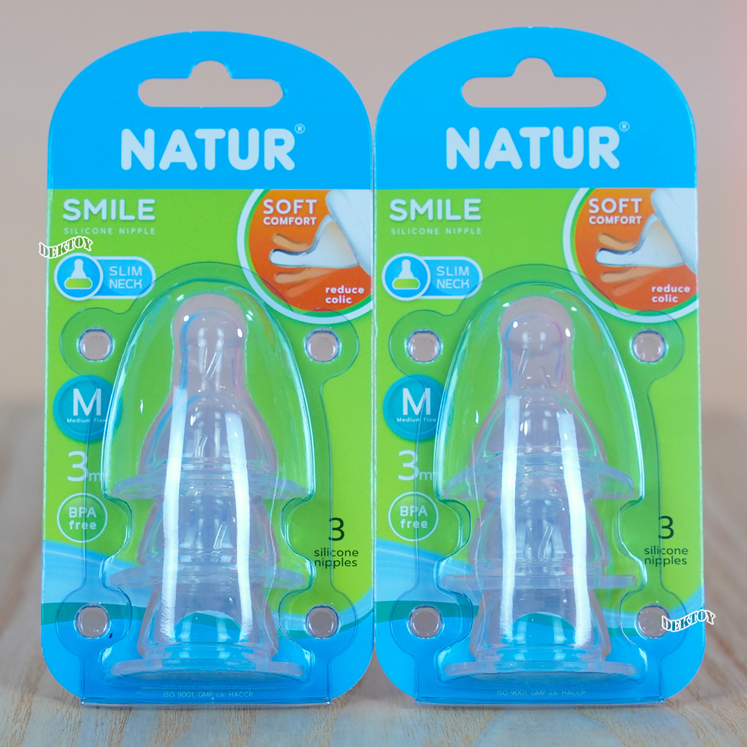 Natur เนเจอร์ จุกนมเนเจอร์สไมล์คอแคบ แพ็ค 3 ชิ้น