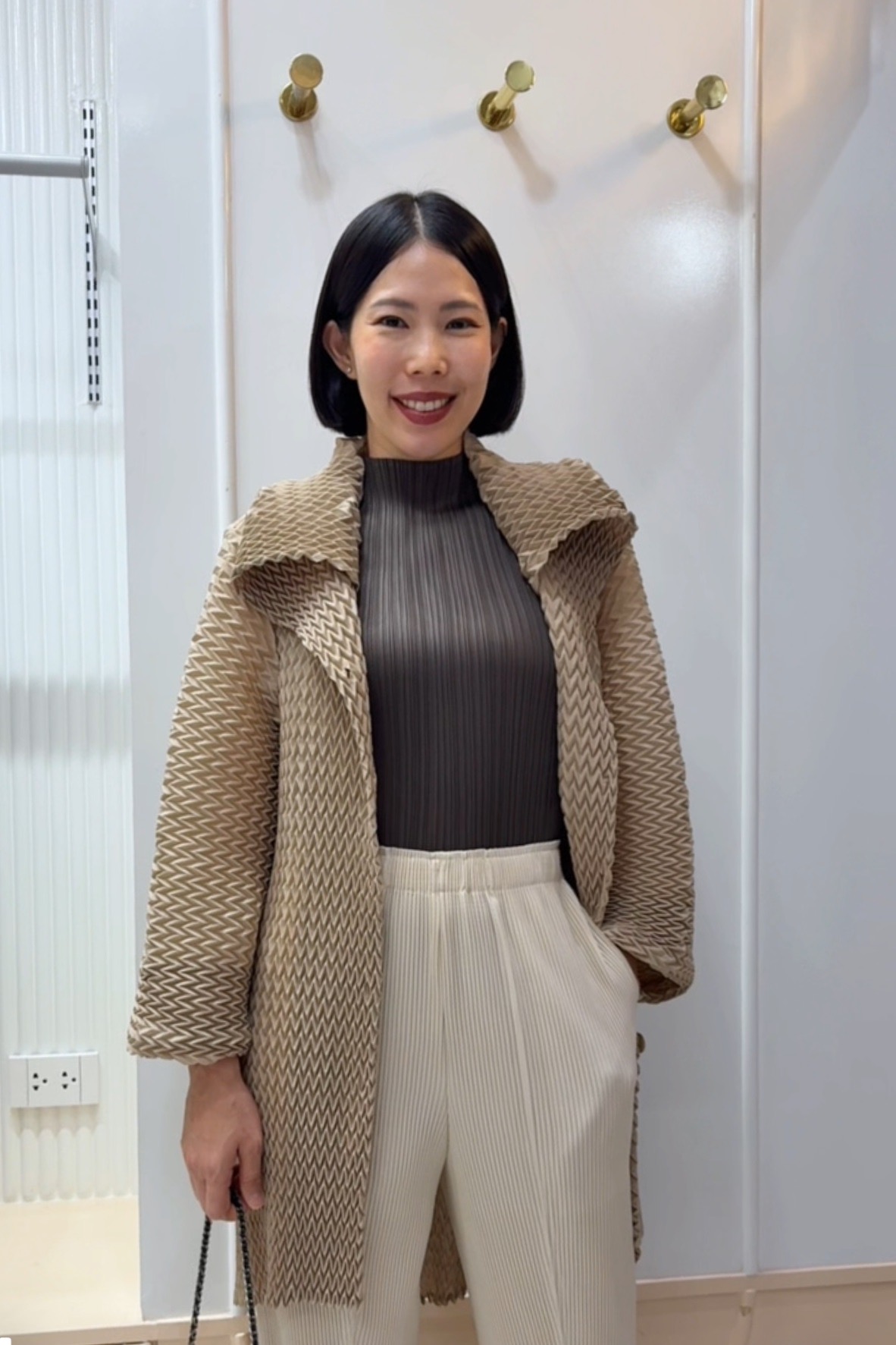 2MUAY รุ่น GA6757 ผ้า Matte เสื้อคลุมอัดพลีท ZIGZAG PLEATED LONG CARDIGAN 7 สี FREE SIZE