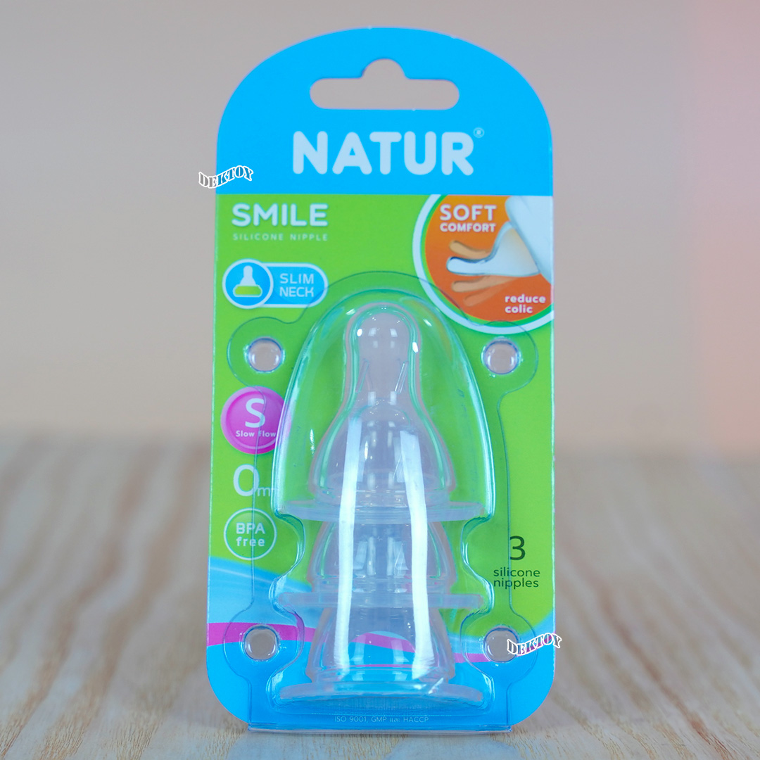 Natur เนเจอร์ จุกนมเนเจอร์สไมล์คอแคบ แพ็ค 3 ชิ้น