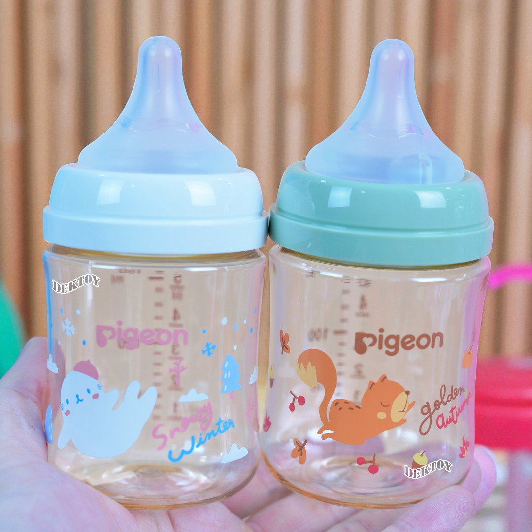 Pigeon พีเจ้น ขวดนมพีเจ้นสีชา PPSU 5 และ 8 ออนซ์ คอกว้างแพ็ค3ขวด ออทั่ม&วินเทอร์