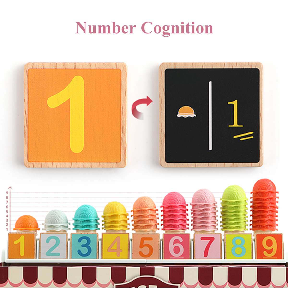 ชุดร้านไอศกรีมสีสันสดใสแสนอร่อย ,เรียนรู้คณิตศาสตร์สำหรับเด็ก,ของเล่นเสริมพัฒนาการ, ของเล่นเด็กอนุบาล, สื่อการสอนเด็กอนุบาล