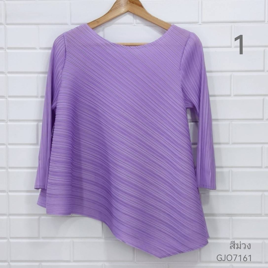 อก 38 นิ้ว 2MUAY รุ่น GJO7161 เสื้อพลีทงานคุณภาพ เสื้อผู้หญิง 13สี FREE SIZE HALF SLEEVE ASYMMETRIC PLEATED TOP