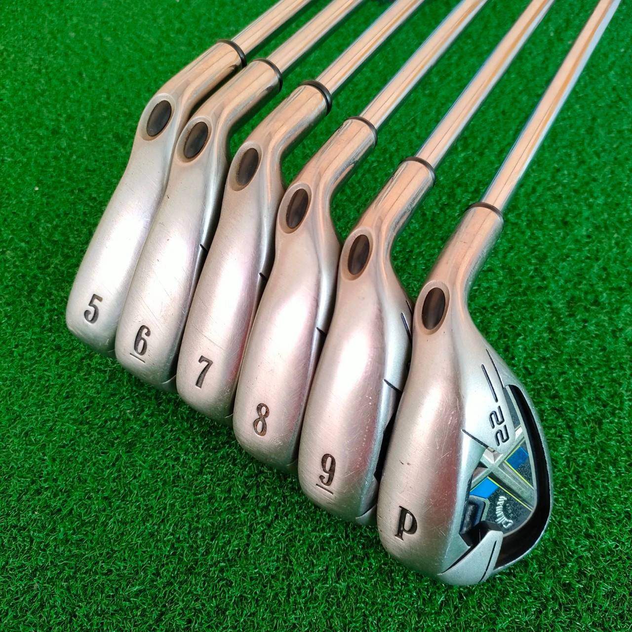 ชุดเหล็ก CALLAWAY X22 มีเหล็ก 5-9 PW ก้าน N.S.PRO 950 GH สภาพสวย สติ๊กเกอร์ที่ก้านอยู่ครบ ตีง่าย ก้านเหล็กเบา คุณภาพสูงครับ
