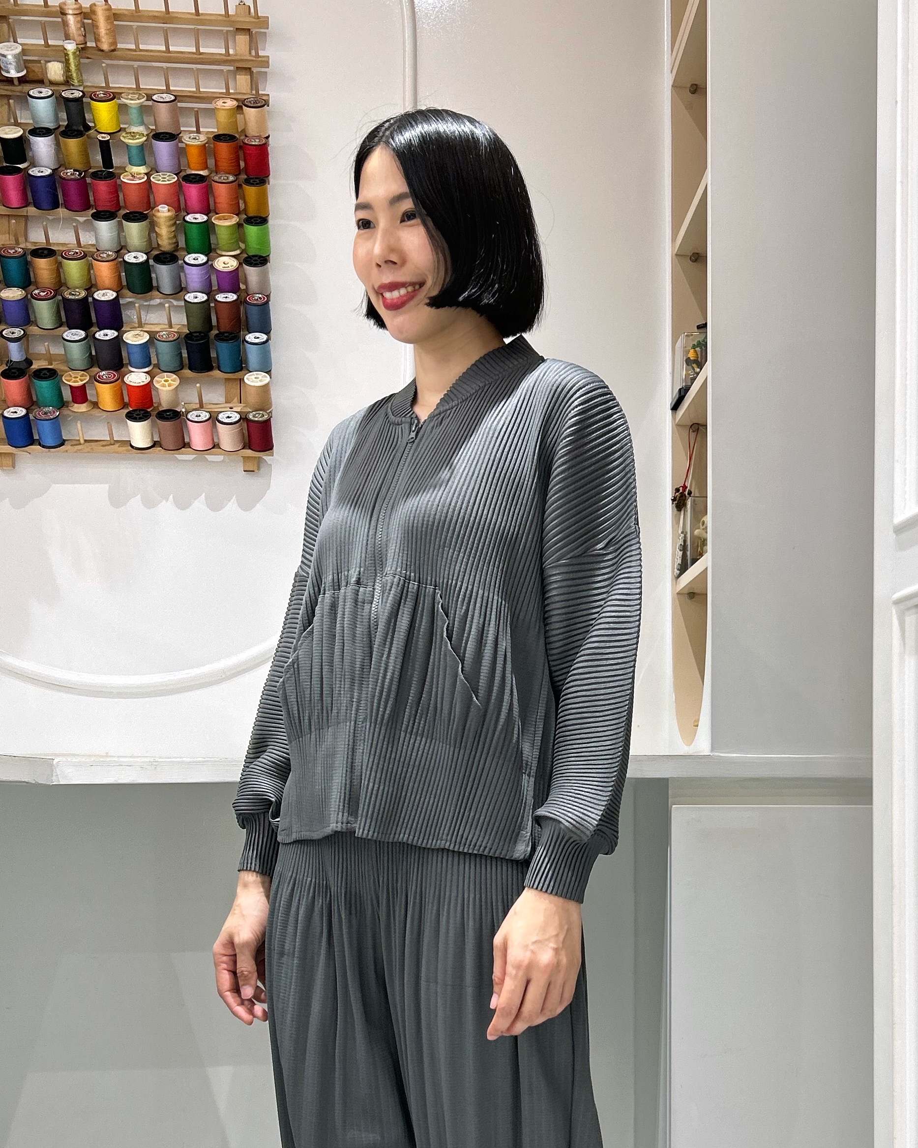 2MUAY รุ่น GA67811 เสื้อคลุมอัดพลีท THICK ZIP FRONT PLEATED CARDIGAN 4สี FREE SIZE