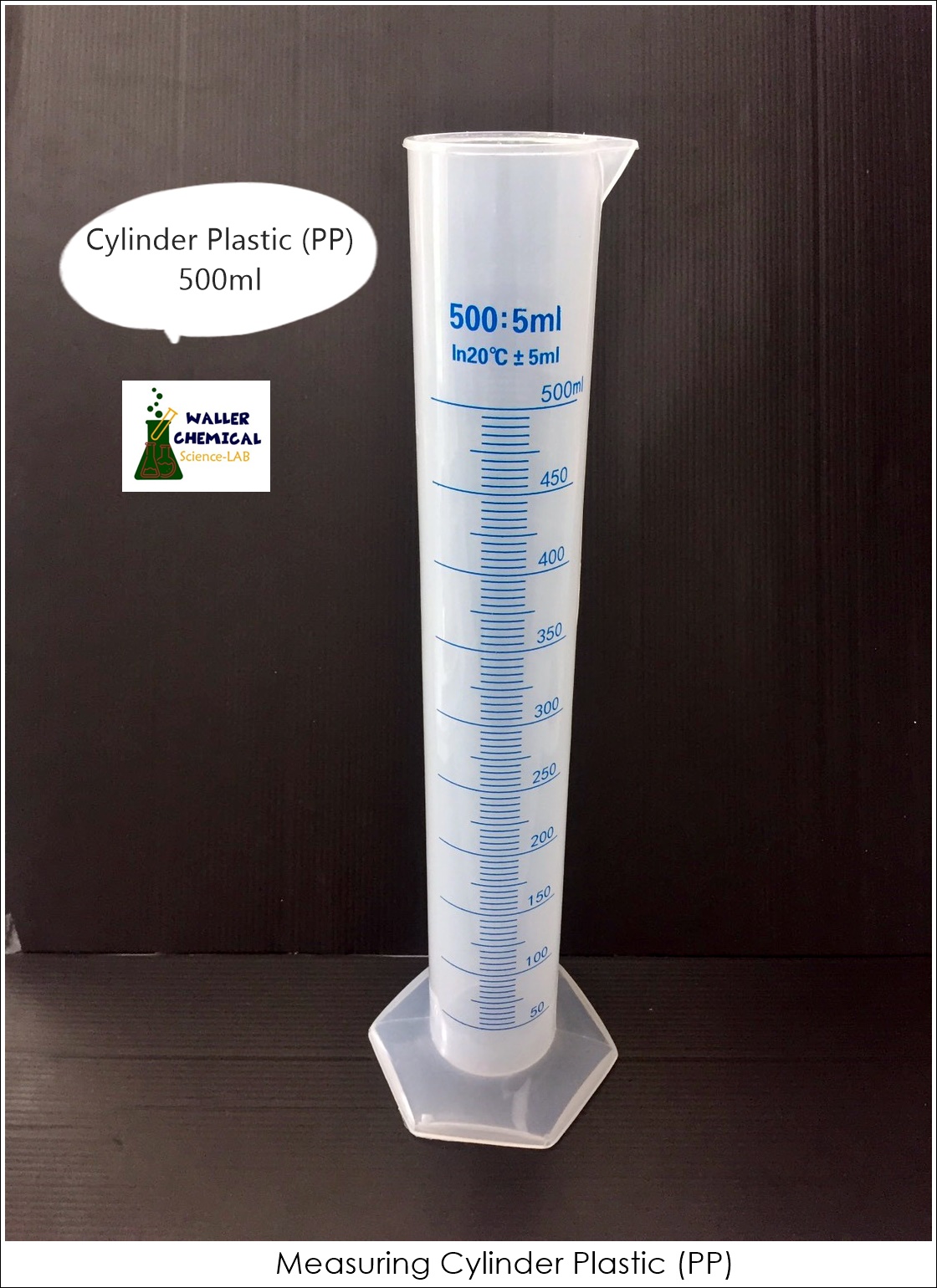 กระบอกตวงพลาสติก ขนาด 500ml สเกลสีฟ้า Cylinder Plastic (PP)