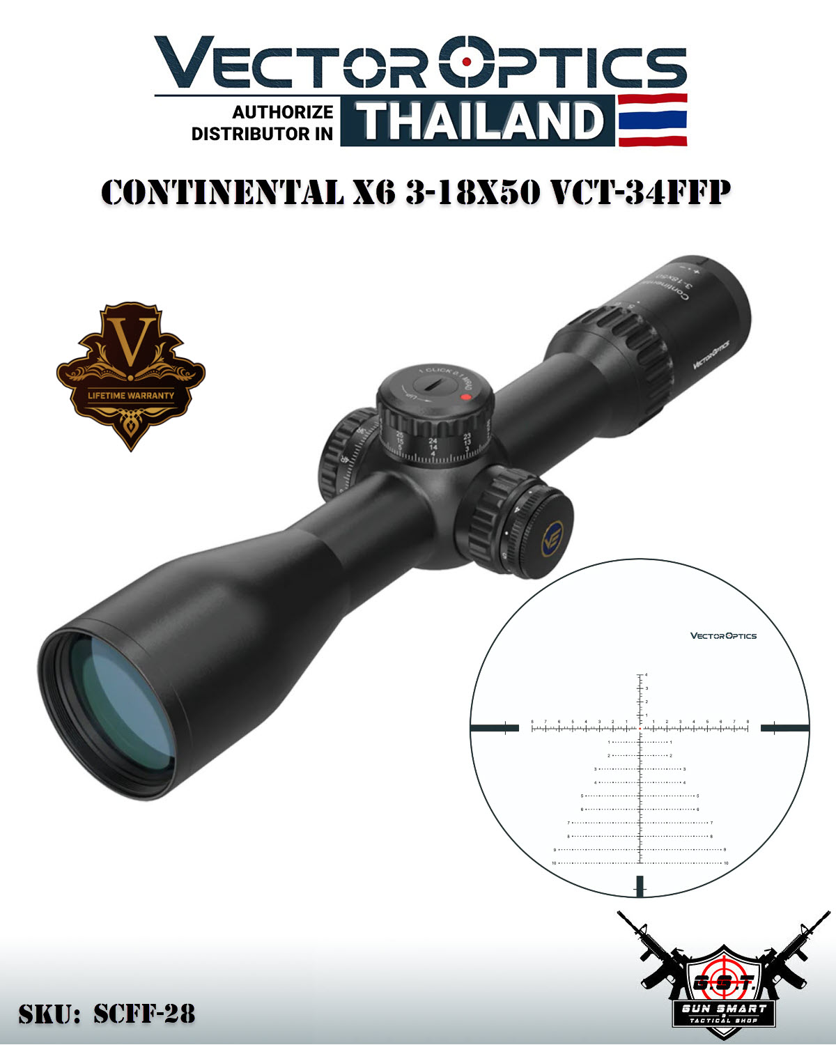 CONTINENTAL X6 3-18X50 VCT-34FFP