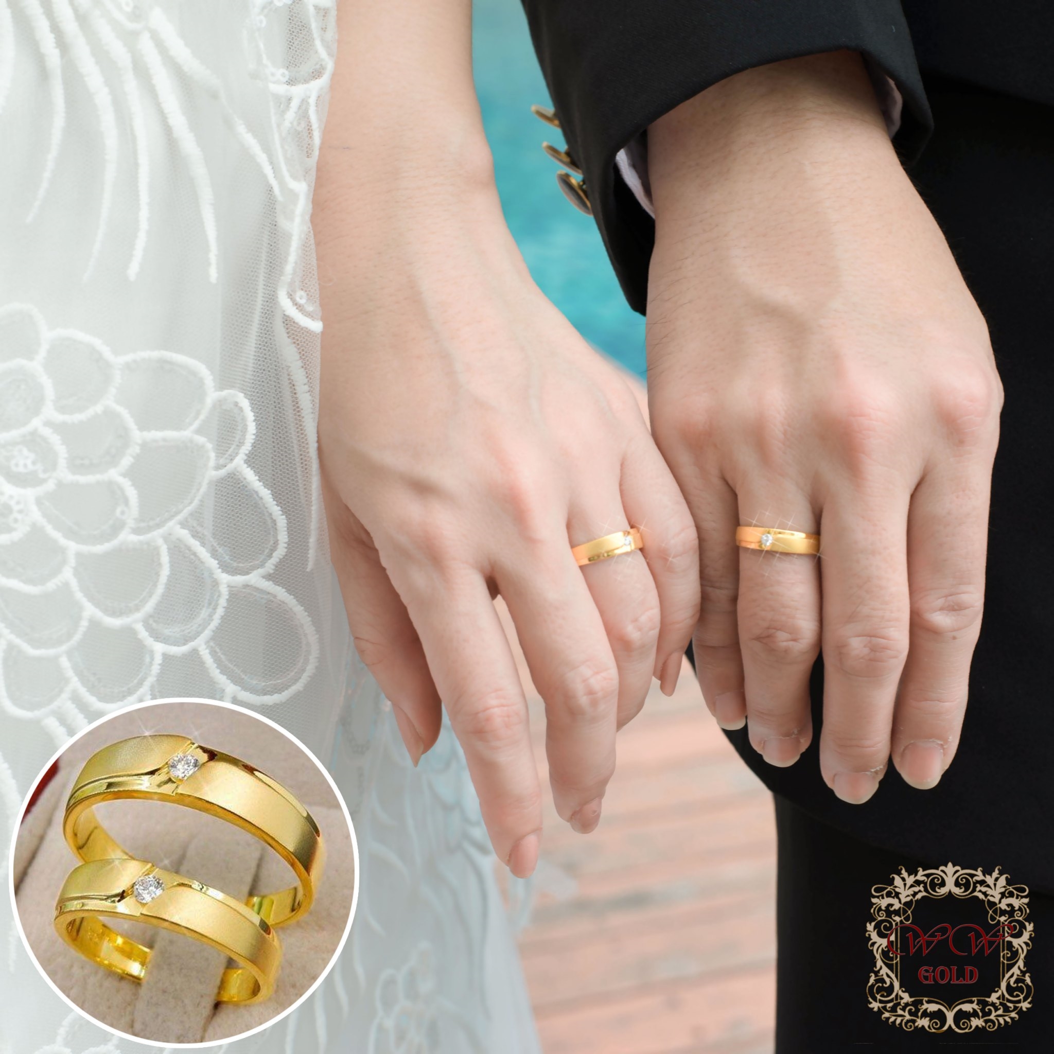 แหวนคู่เรียบหรู (เพชรแท้)