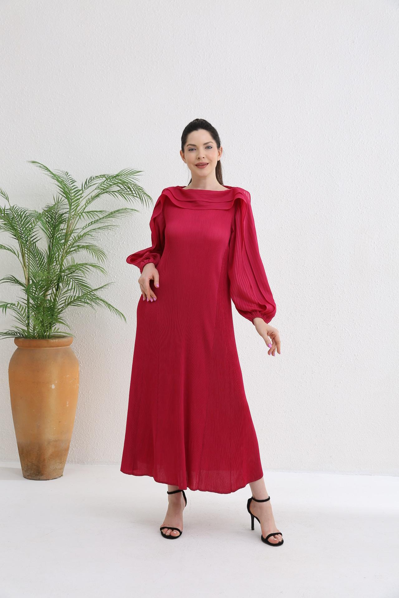 2MUAY รุ่น GA4105 เดรสพลีทคุณภาพ LAYER SLEEVE PLEATED DRESS 10 สี FREE SIZE