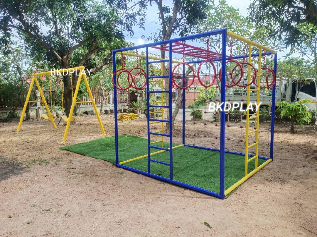 ชุดลูกเต๋า ปีนป่ายรวมA พร้อมบาร์โหน บาร์ไต่ ปีนป่ายเชือก เครื่องเล่นสนามเหล็ก เครื่องเล่นสนามกลางแจ้ง OutdoorPlayground