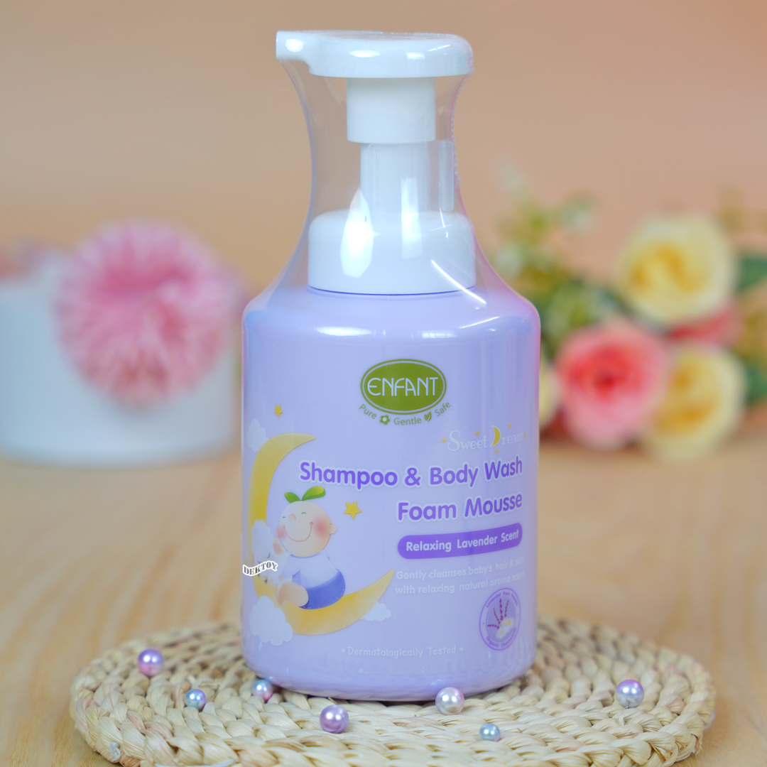 Enfant อองฟองต์สีม่วง Sweet Dream อองฟองต์ สวีท ดรีม แชมพู แอนด์ บอดี้ วอช โฟม มูส 400 มล.
