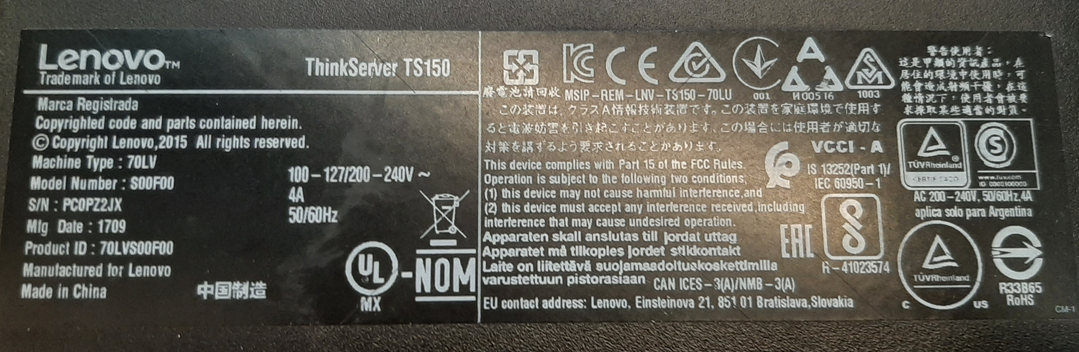 เซิร์ฟเวอร์ Tower มือสอง สภาพดี ประกันร้าน 1 เดือน Lenovo Think TS150 (CPU E3-1225 Ram8GB HDD1TB x2)