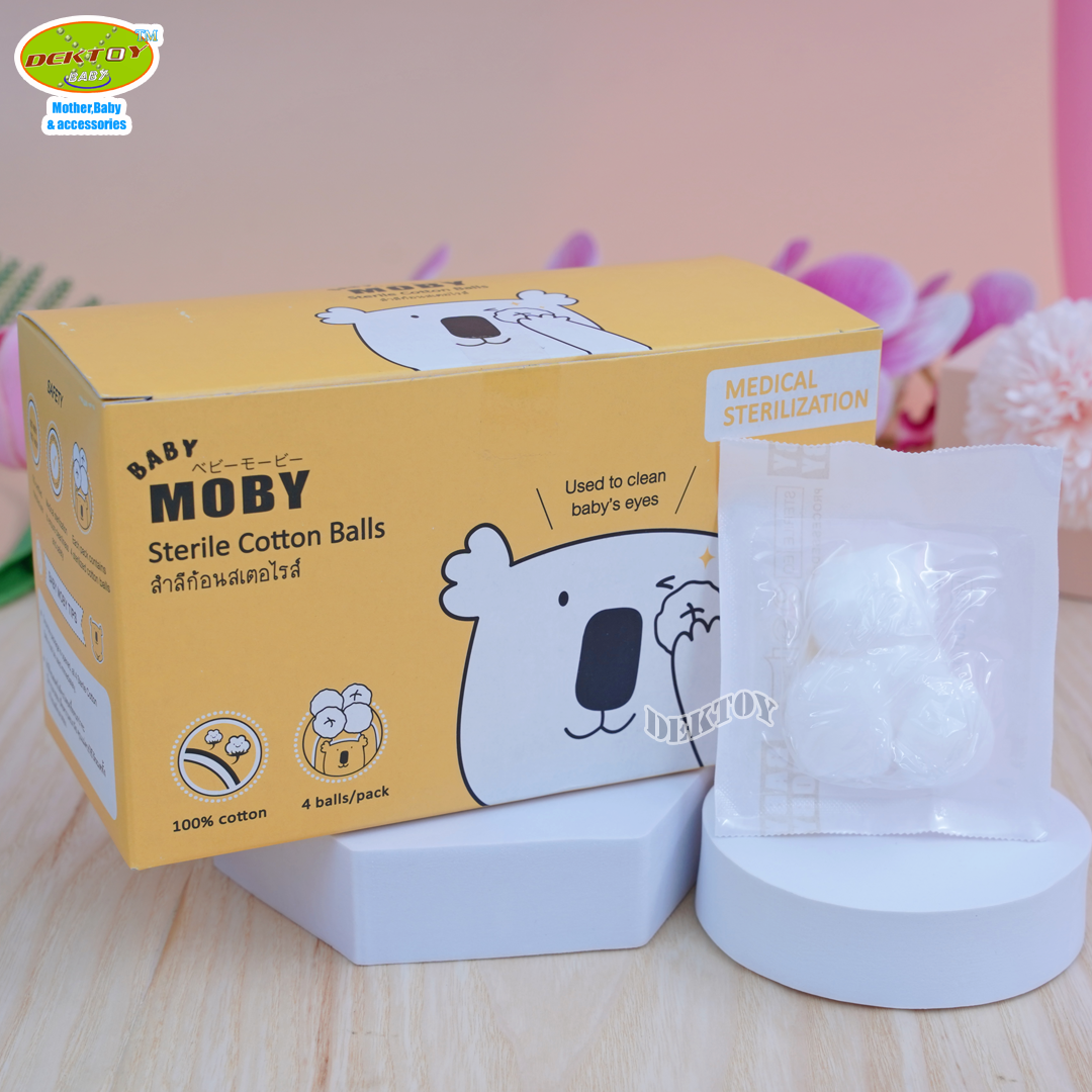 Baby moby เบบี้โมบี้ สำลีก้อนเช็ดตาสเตอไรส์ แบบซอง จำนวน 4 ก้อน X 20 ซอง